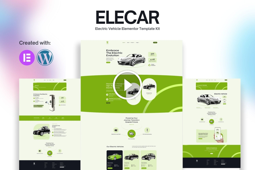 Download Elecar Electric Vehicle Elementor Template Kit