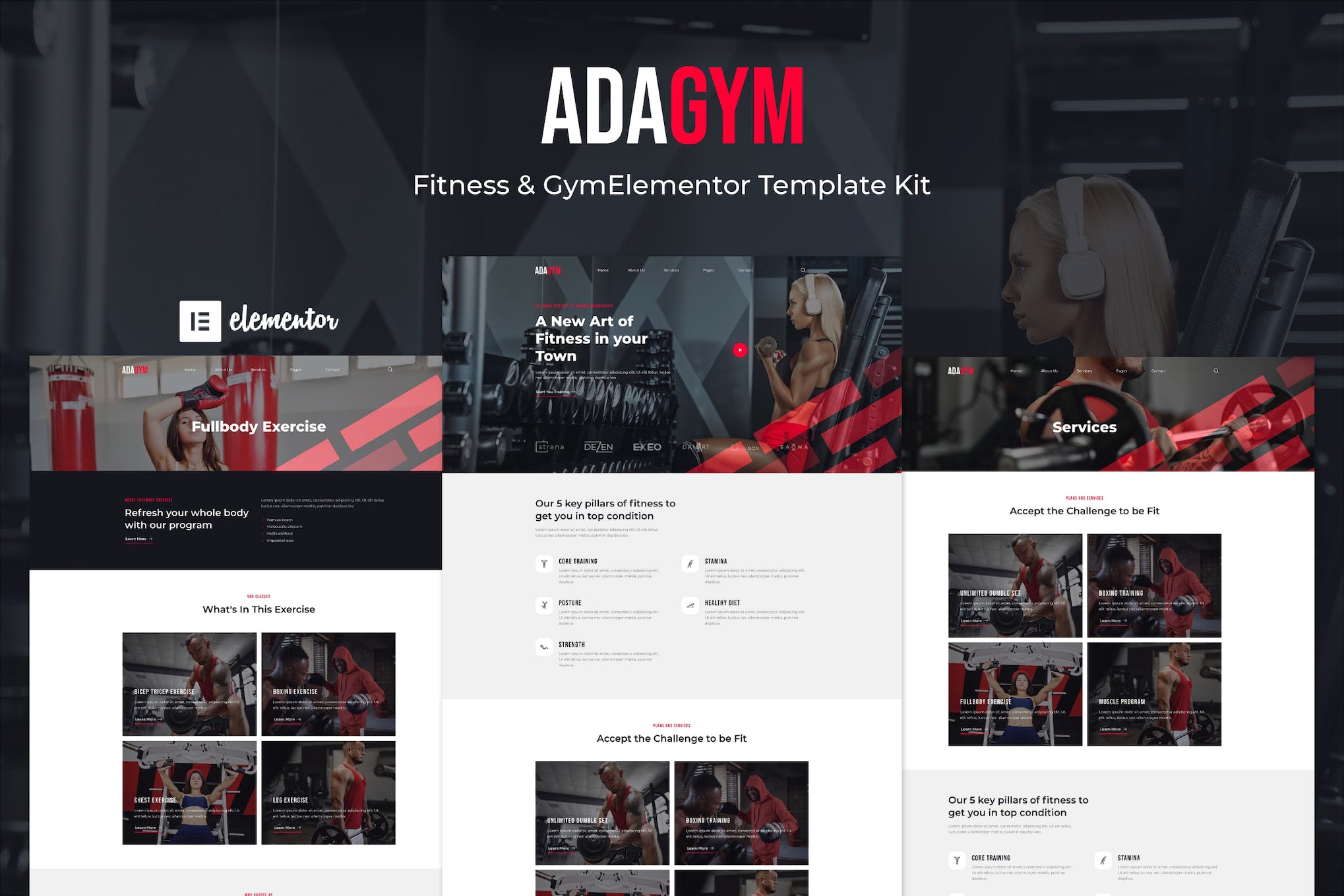 Adagym – Fitness & Gym Elementor Template Kit