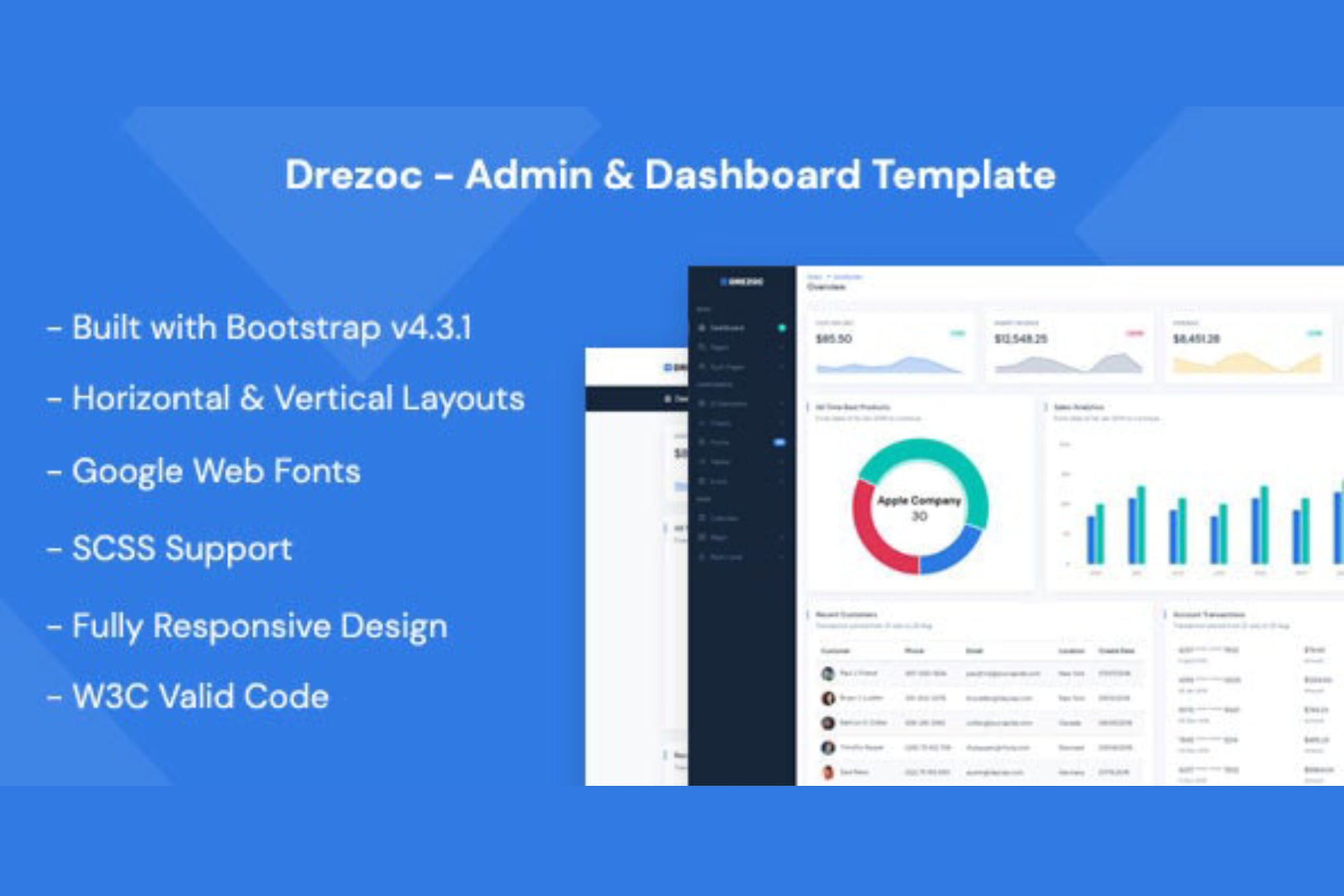 Admin & Dashboard Bootstrap Template – Drezoc