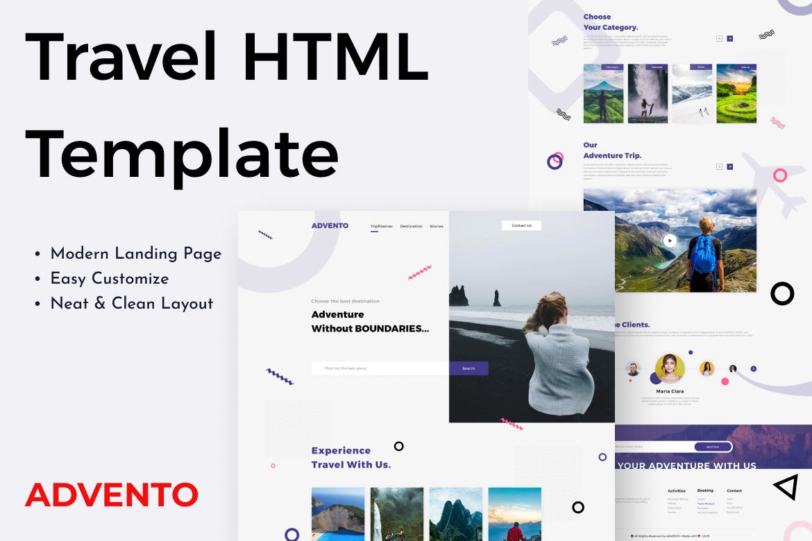 Advento – Travel One Page HTML Template