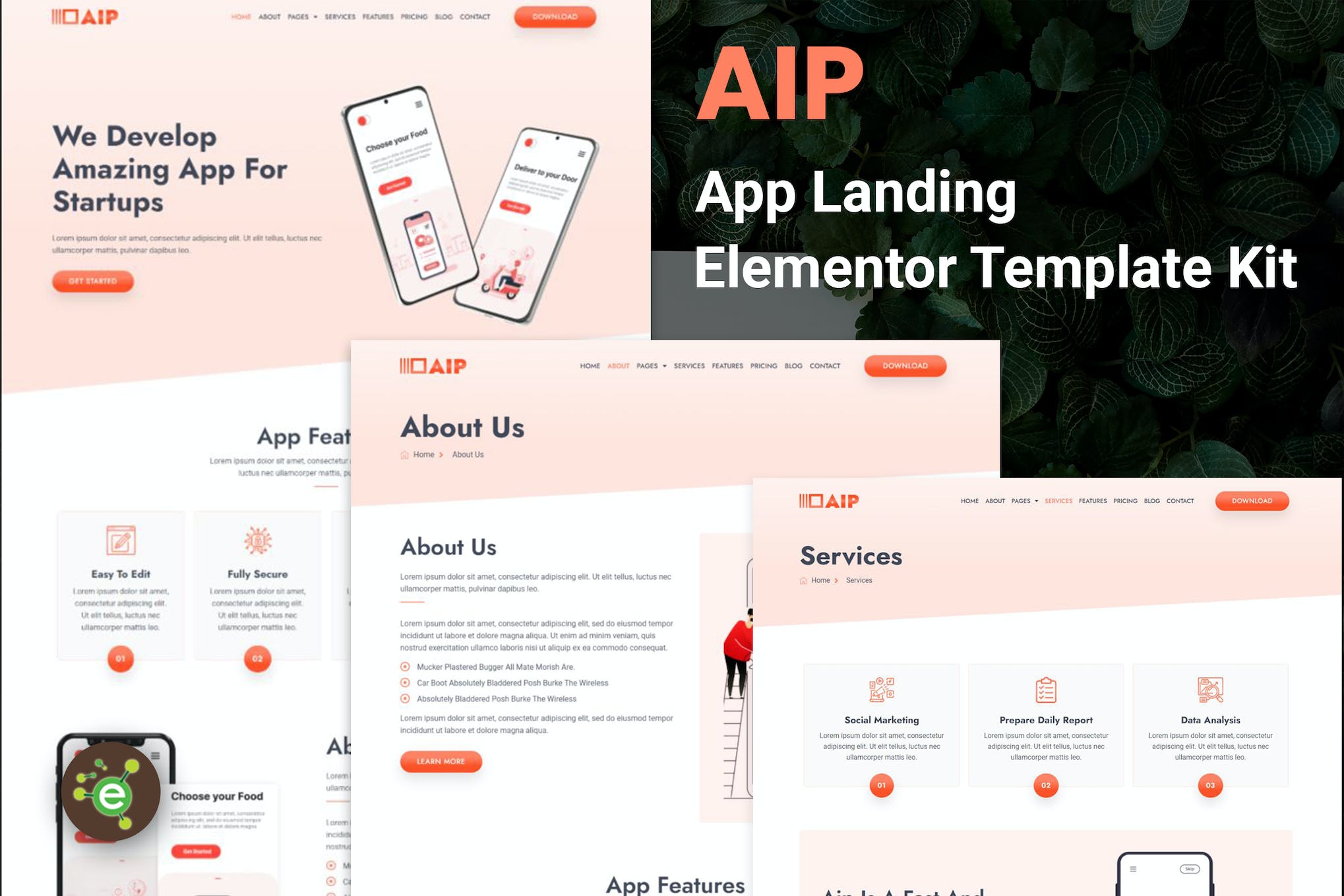 Aip – App Landing Elementor Template Kit