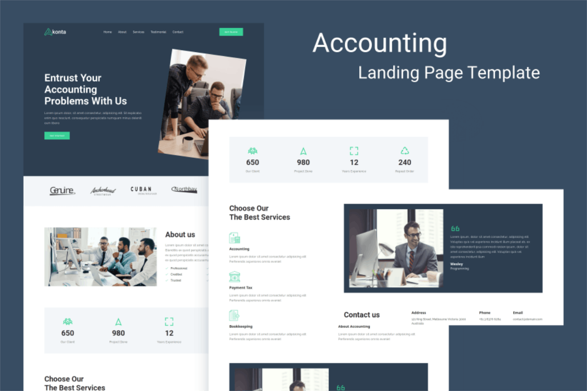 Akonta – Accounting Landing Page Template