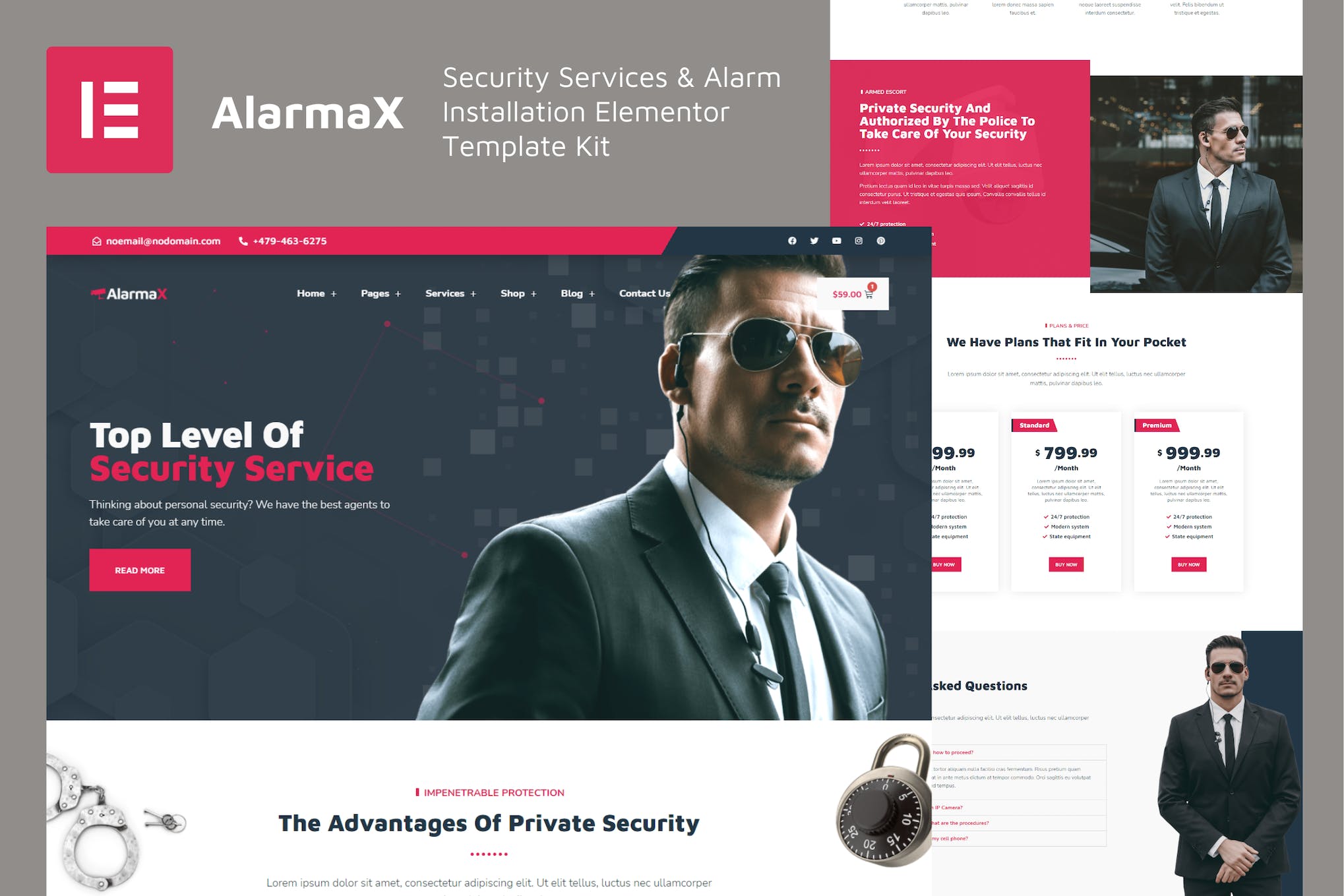 Alarmax – Security Services & Alarm Installation Elementor Template Kit