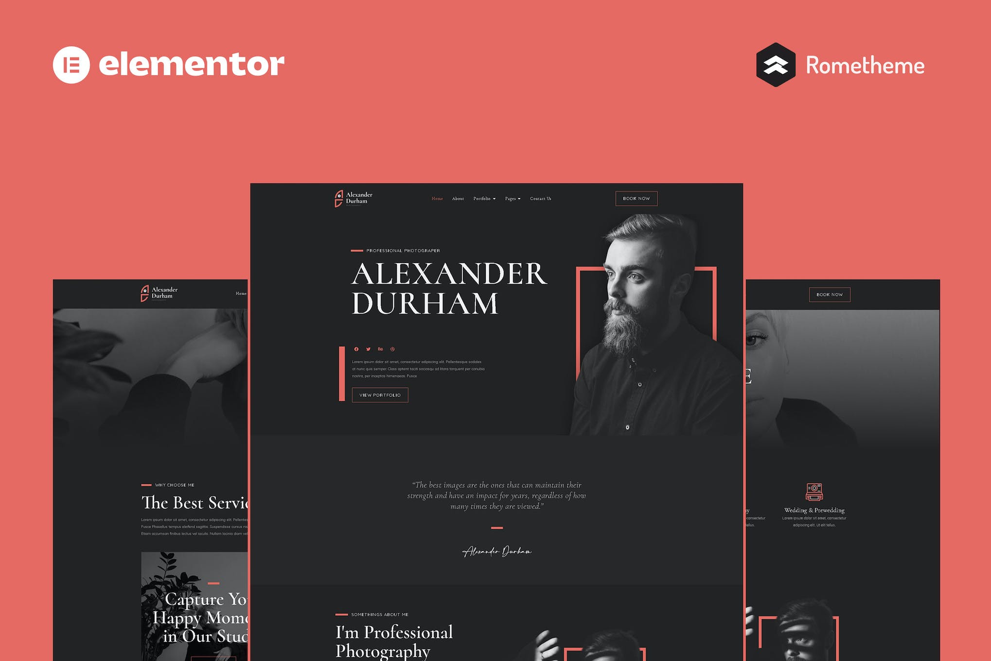 Alexander Durham – Portfolio Photography Elementor Pro Full Site Template Kit