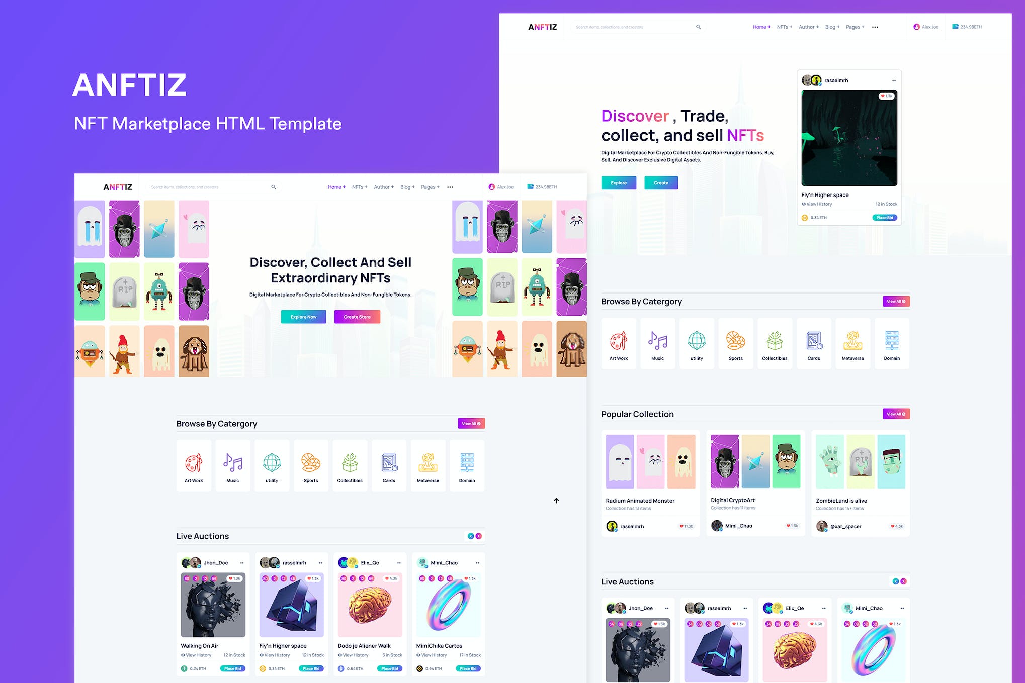 Anftiz – NFT Marketplace HTML Template