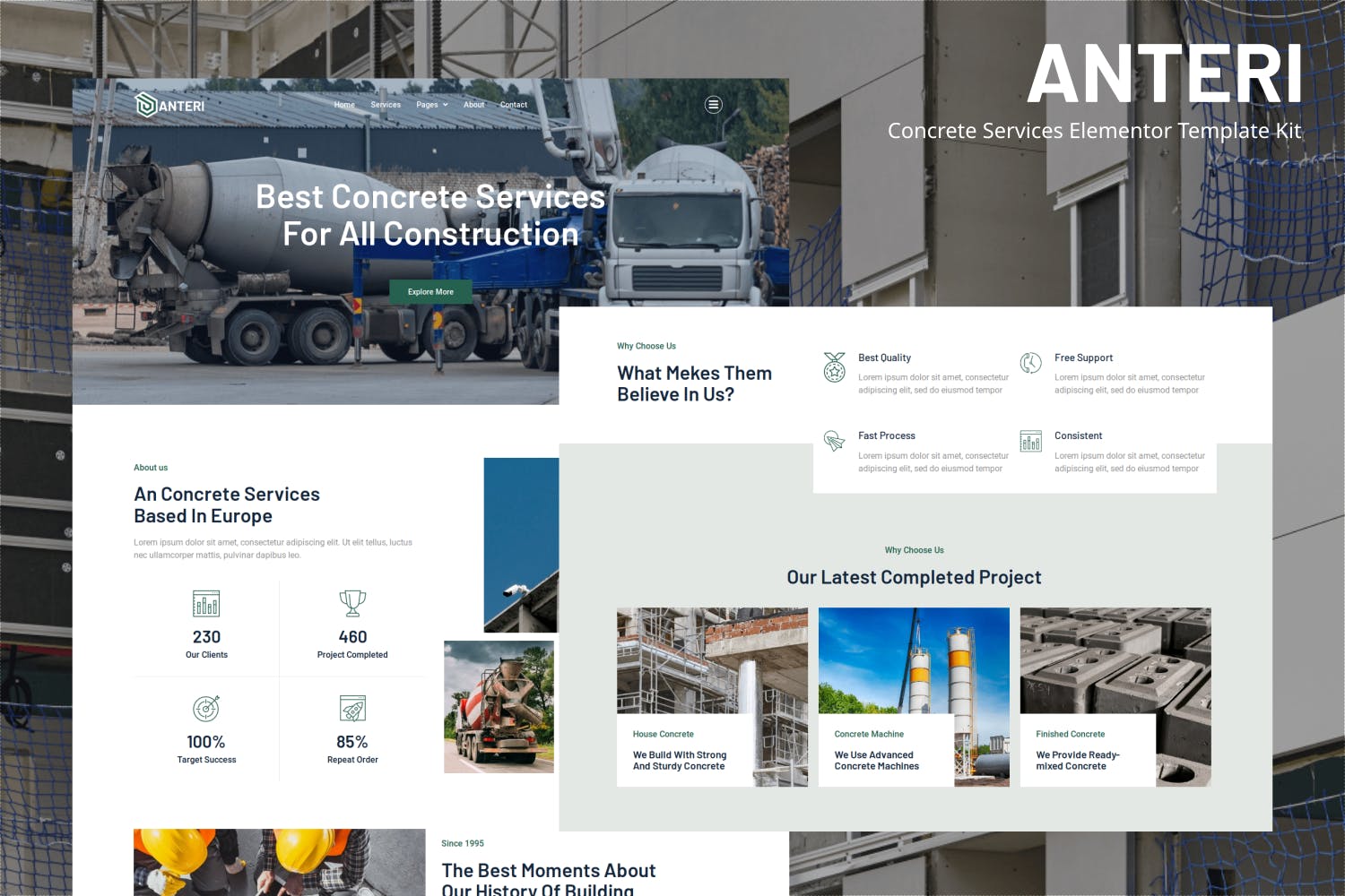 Anteri – Concrete Services Elementor Template Kit