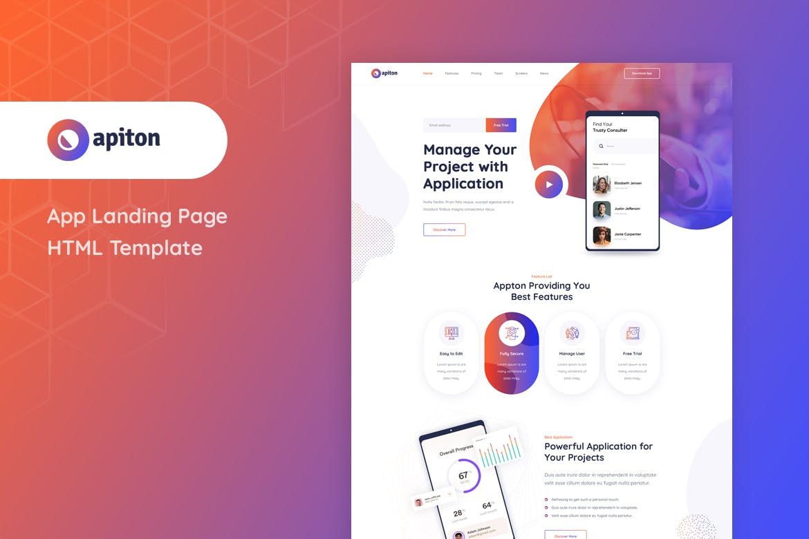 Apiton – App Landing Page HTML Template