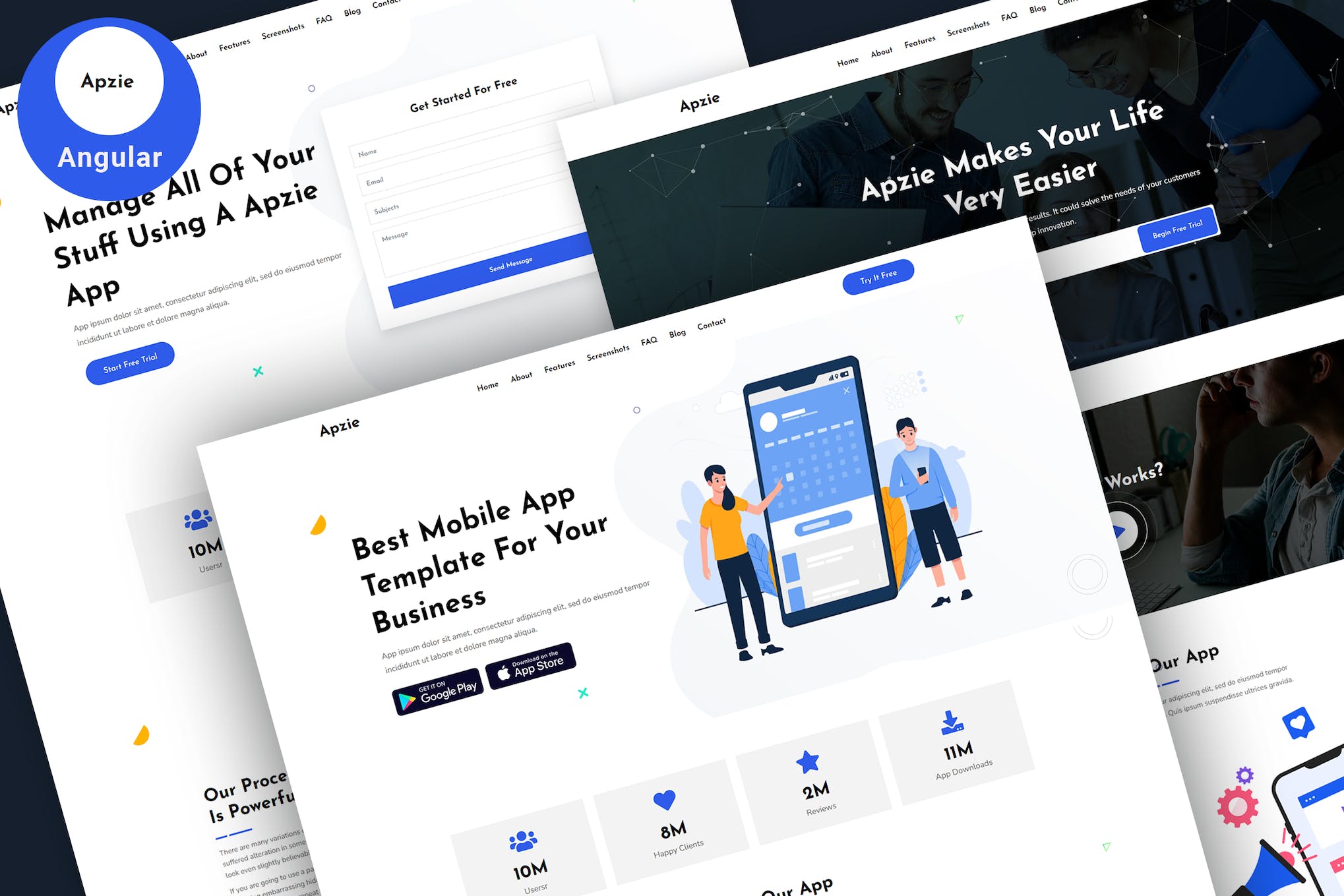 Apzie – Angular App & SaaS Landing Page Template