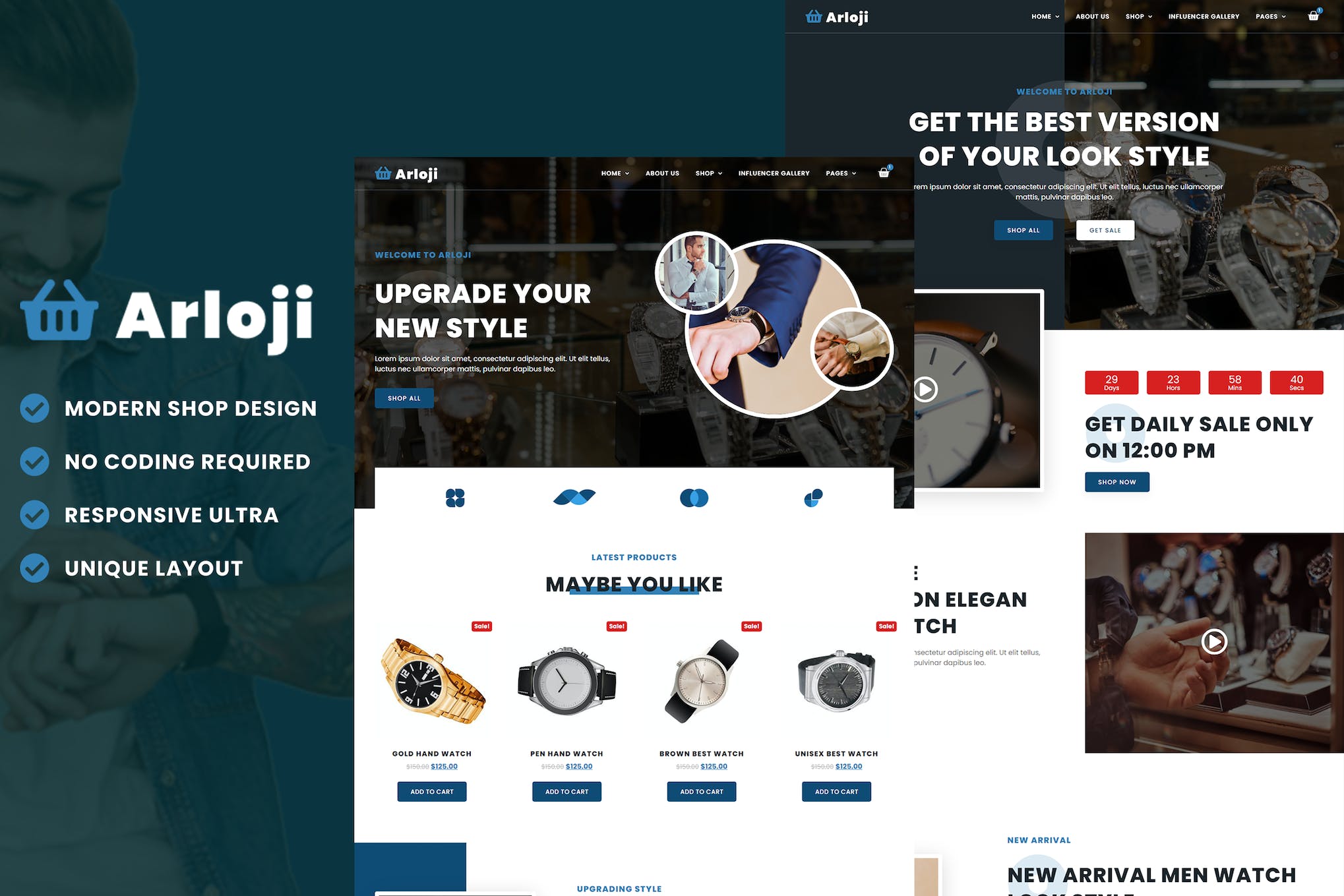 Arloji – Modern Hand Watch Shop eCommerce Elementor Template Kit