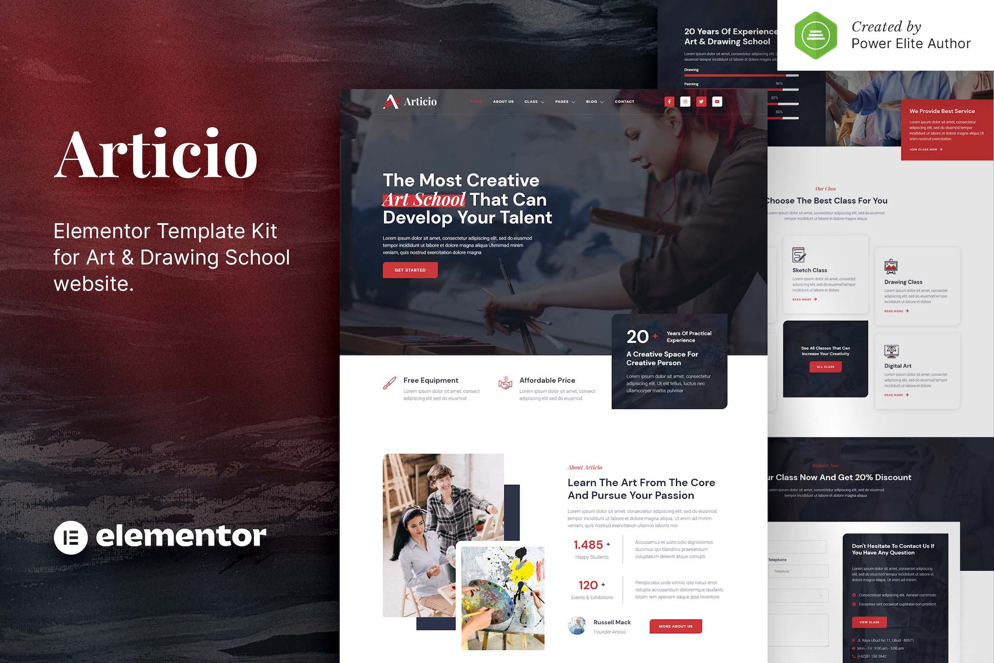 Articio – Art & Drawing School Elementor Template Kit