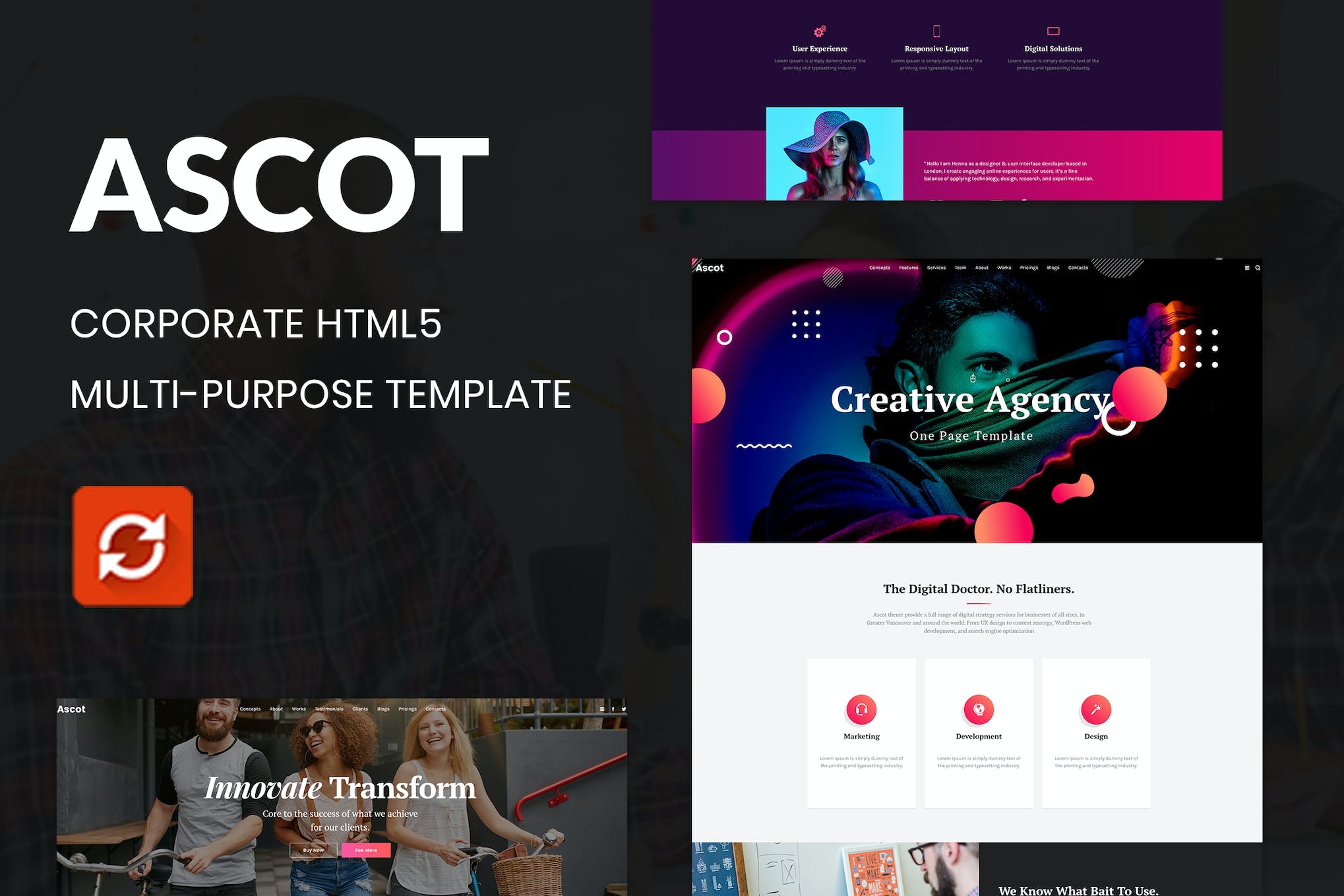 Ascot – One Page Corporate HTML Template