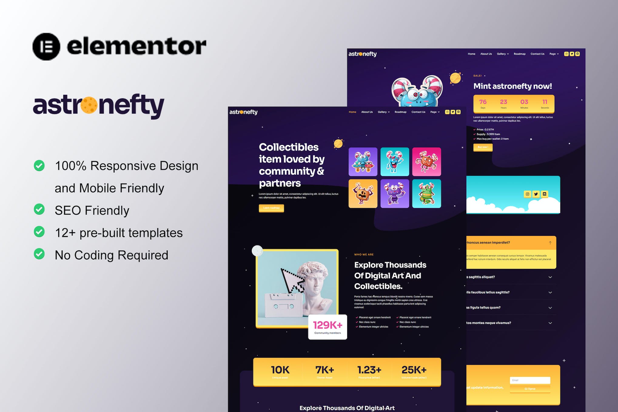 Astronefty – NFT Portfolio Elementor Template Kit