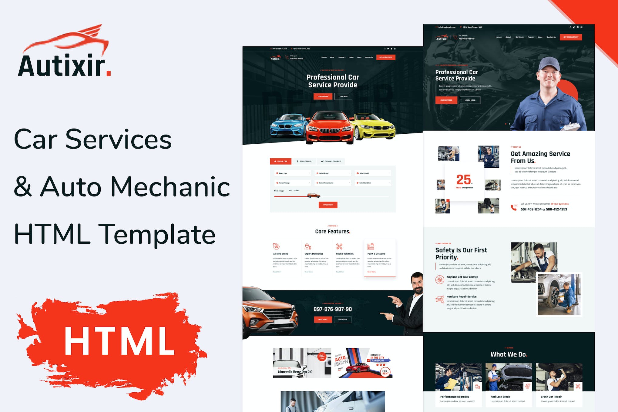 Autixir – Car Services Auto Mechanic HTML Template