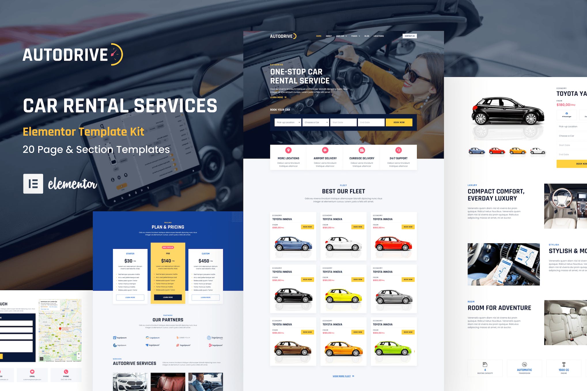 Autodrive – Car Rental & Dealer Elementor Template Kit