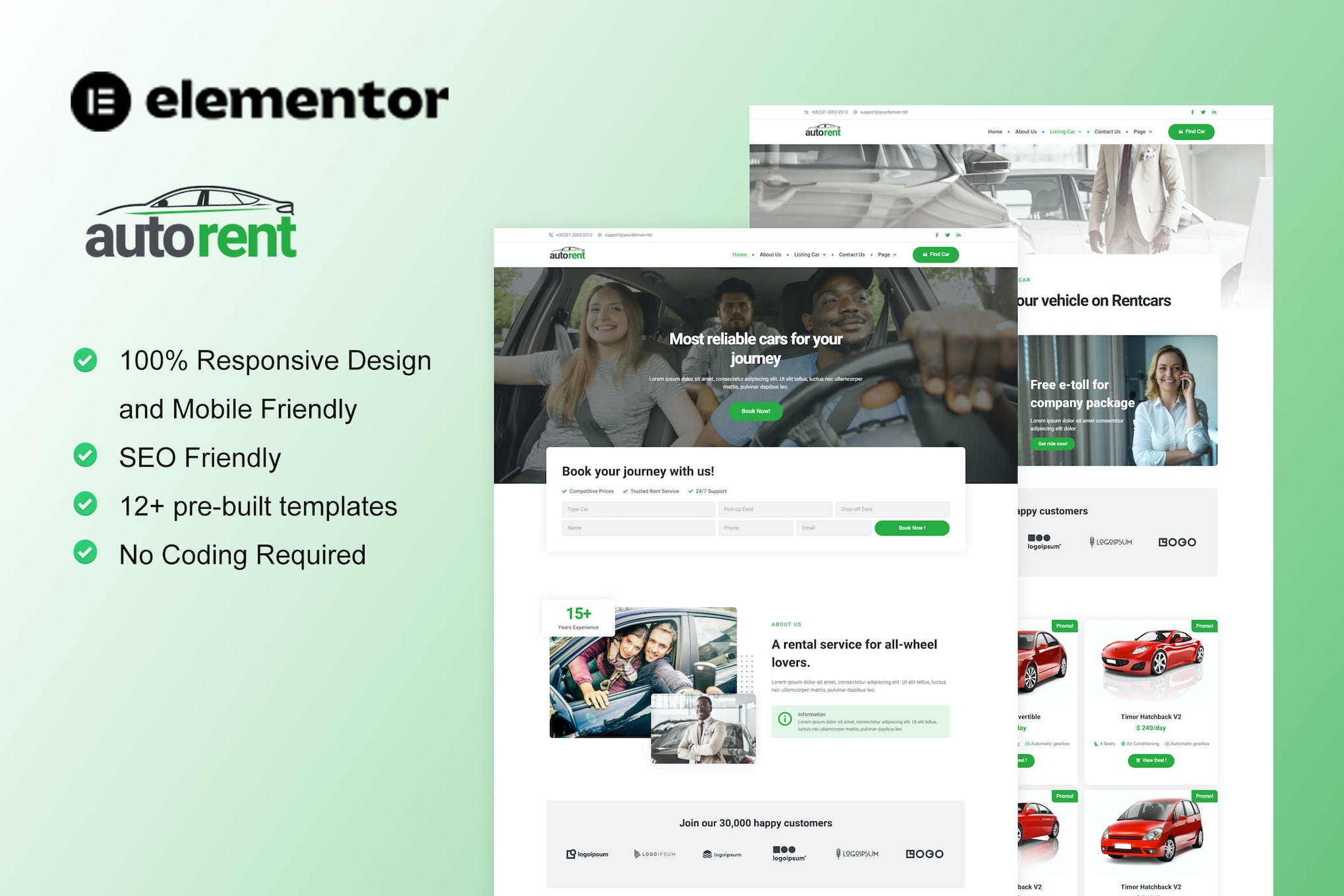 AutoRent – Car Rental Service Elementor Template Kit