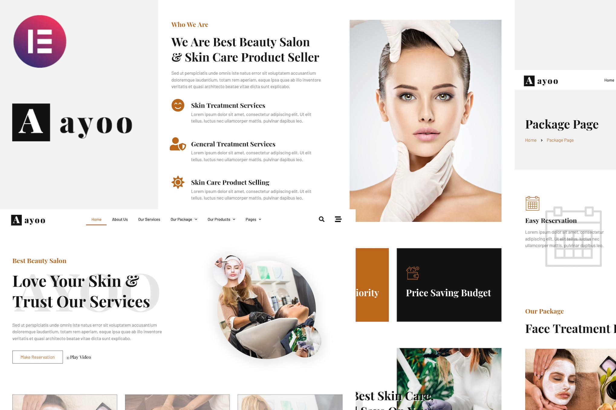 Ayoo – Beauty Salon Services Elementor Template Kits