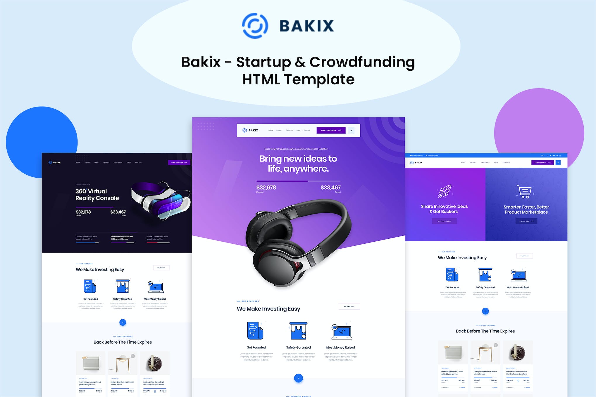 Bakix – Crowdfunding Startup Fundraising Template