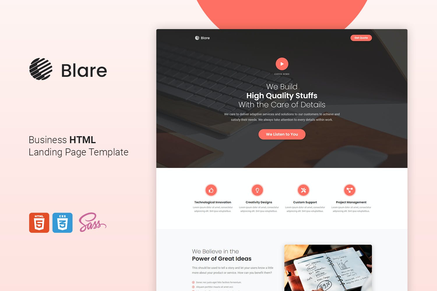 Blare – Clickthrough HTML Landing Page Template