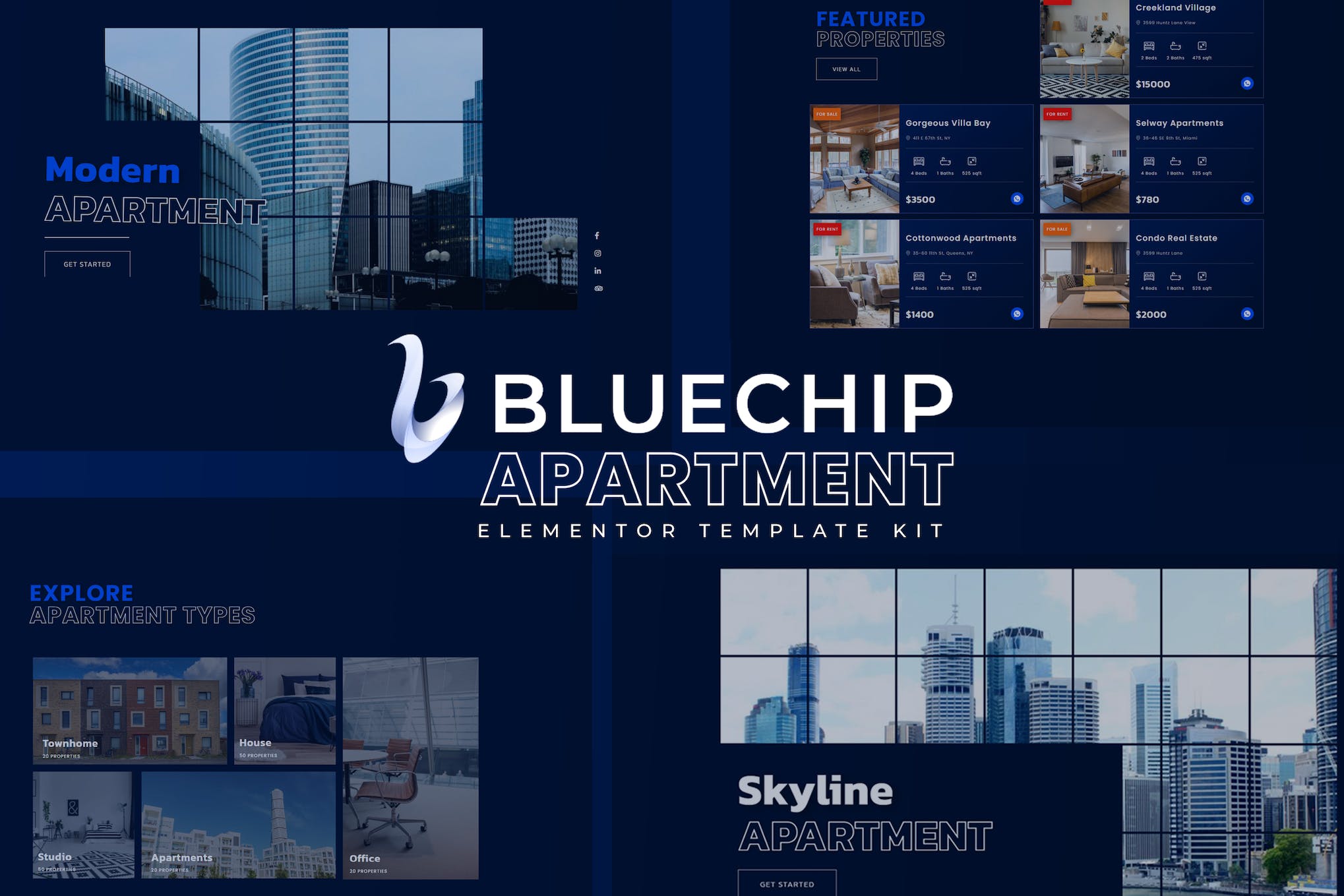 Bluechip – Apartment & Property Elementor Template Kit