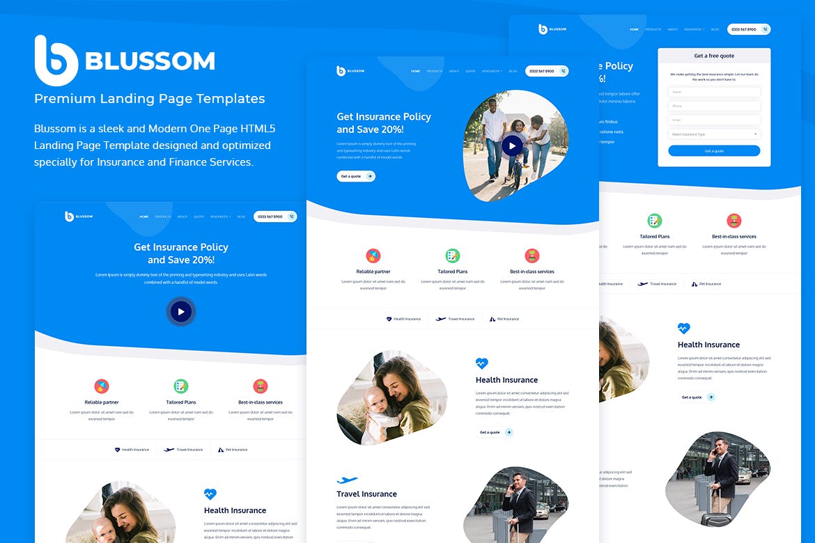 Blussom Insurance Service Landing Page Template