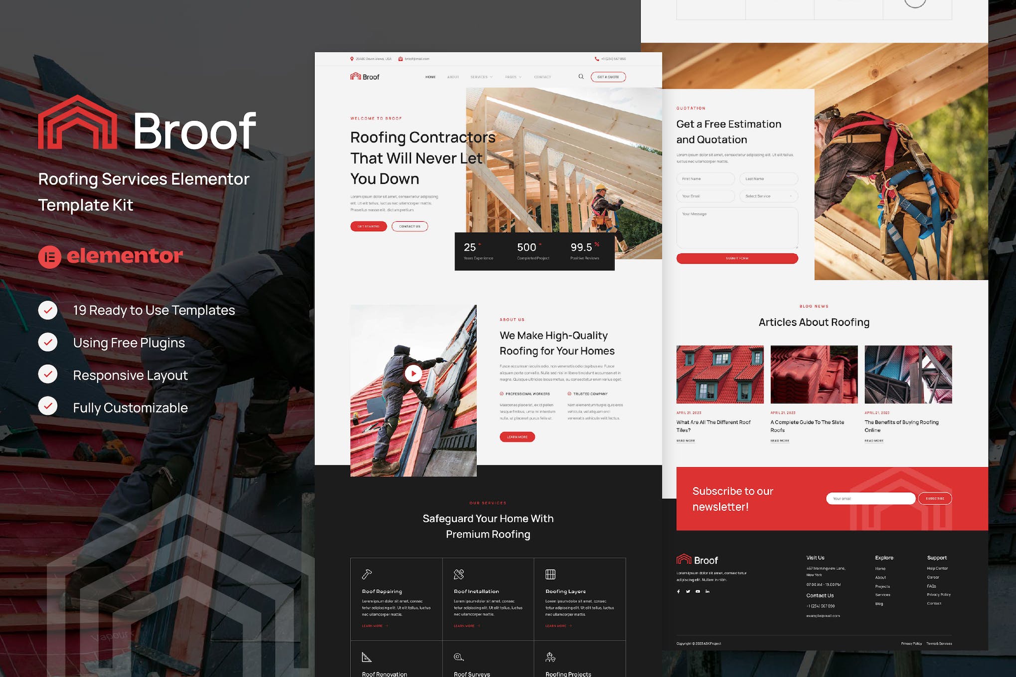 Broof – Roofing Services Elementor Template Kit