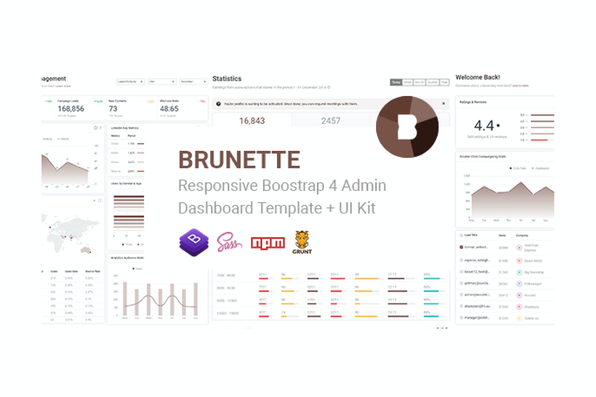 Brunette – Bootstrap 4 Admin & Powerful UI Kit