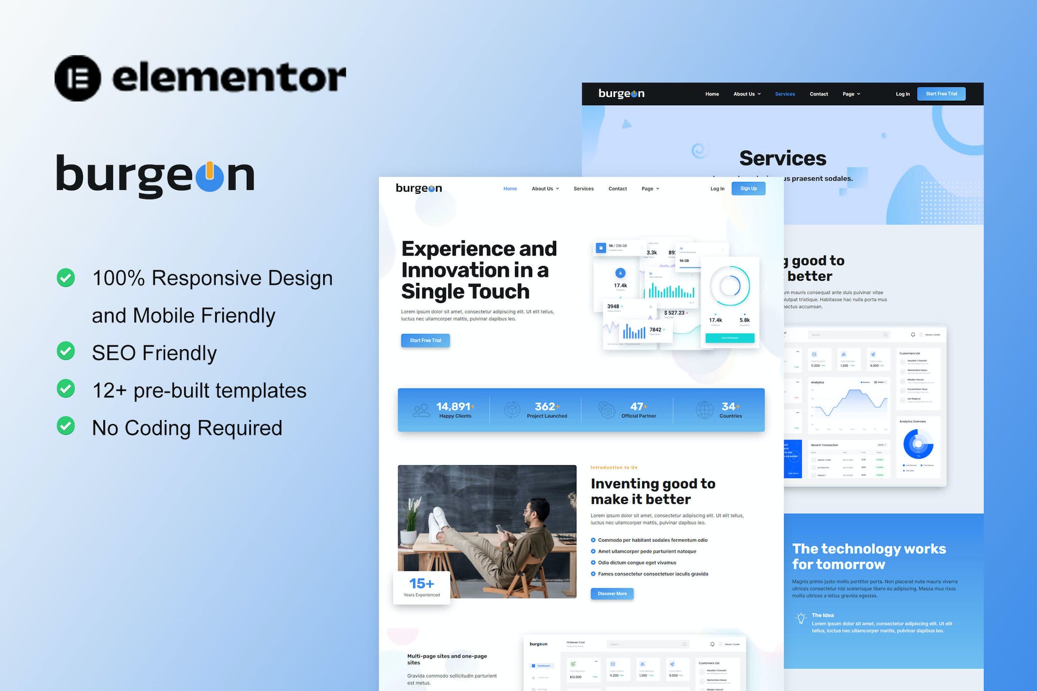 Burgeon – Tech Startup Business Elementor Template Kit