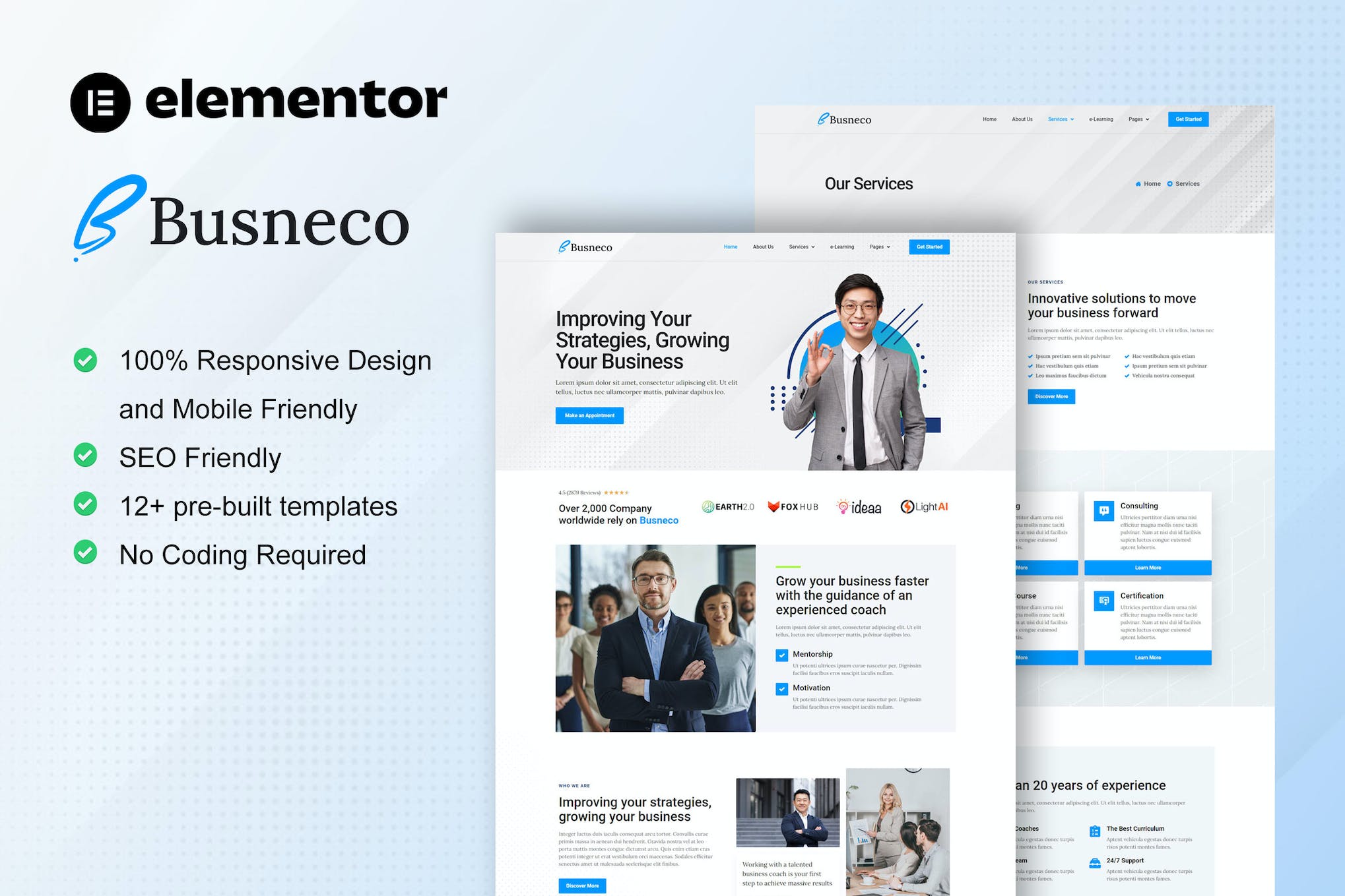 Busneco – Business Coach & Consulting Elementor Template Kit