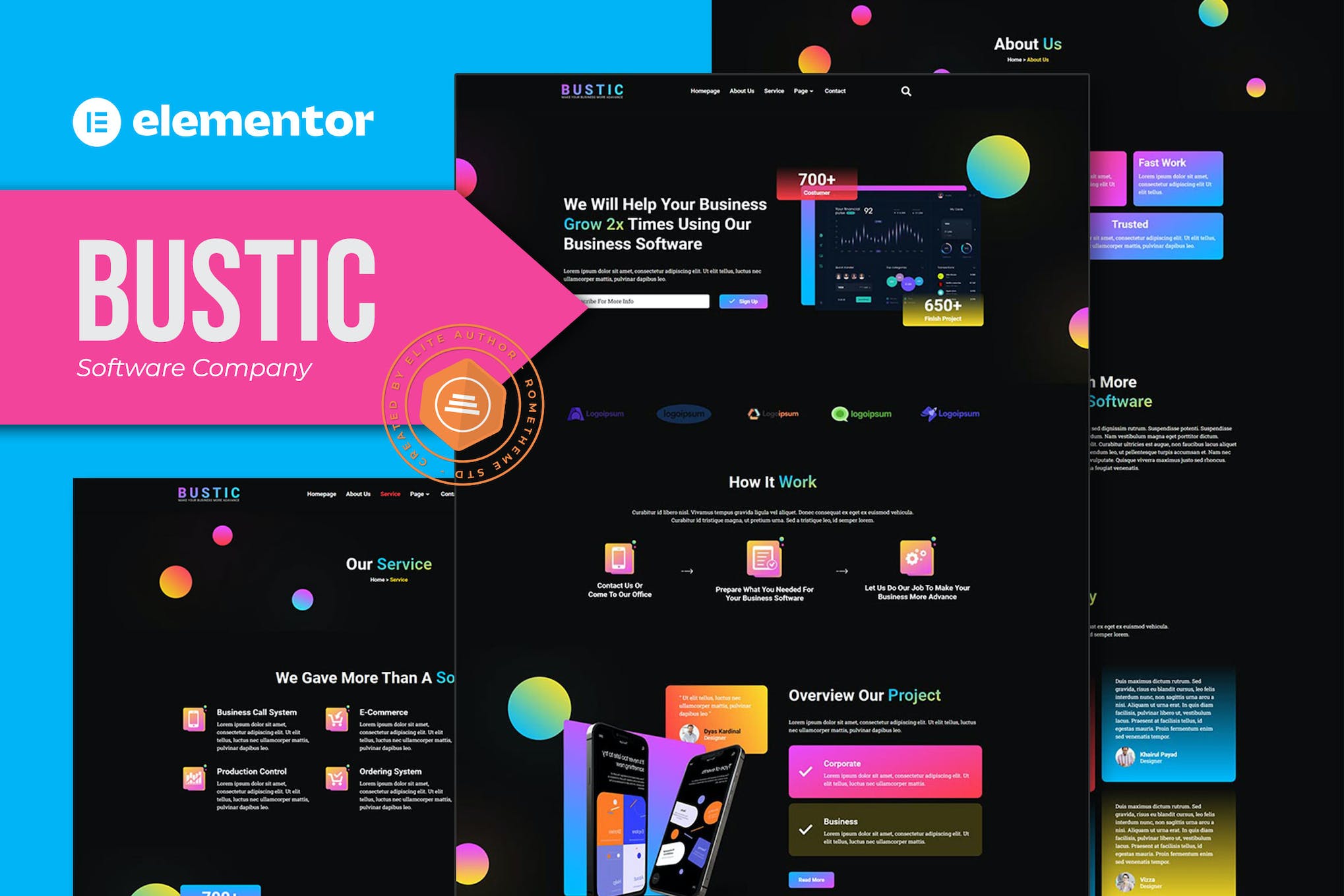 Bustic – Tech & Software Company Elementor Template kit