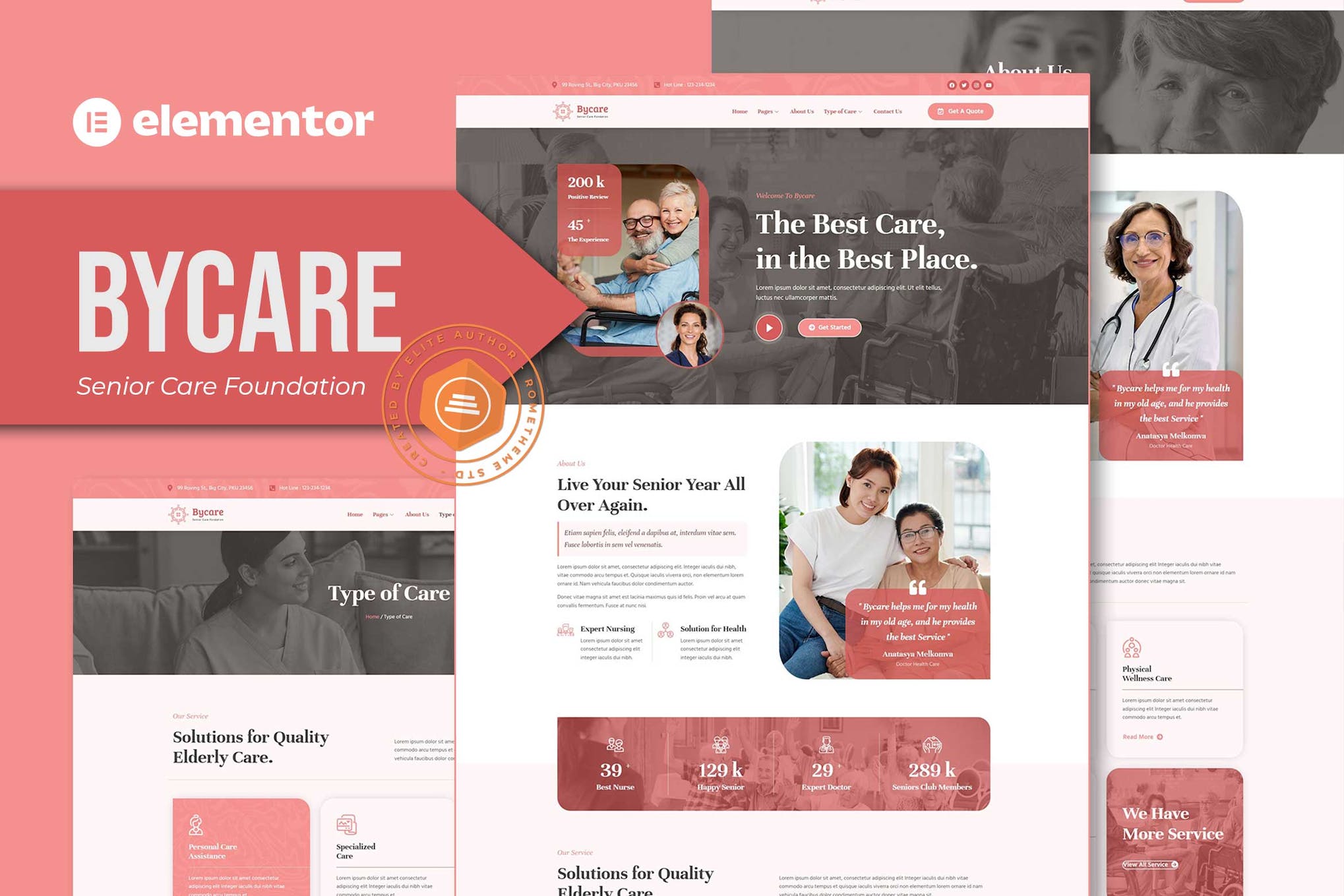 Bycare – Senior Care Foundation Elementor Template Kit