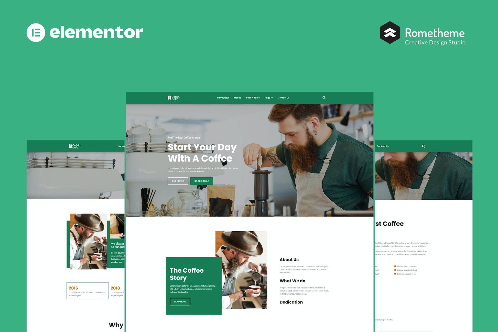 Cafein – Coffee Bar & Cafe Elementor Pro Full Site Template Kit