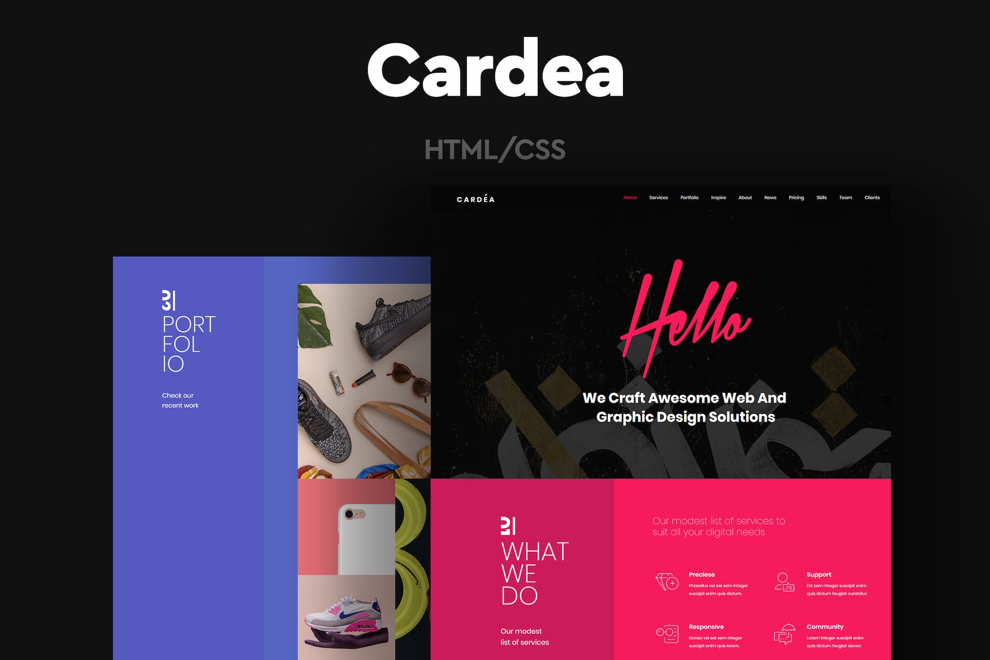 Cardea – Colorful Portfolio One Page Template