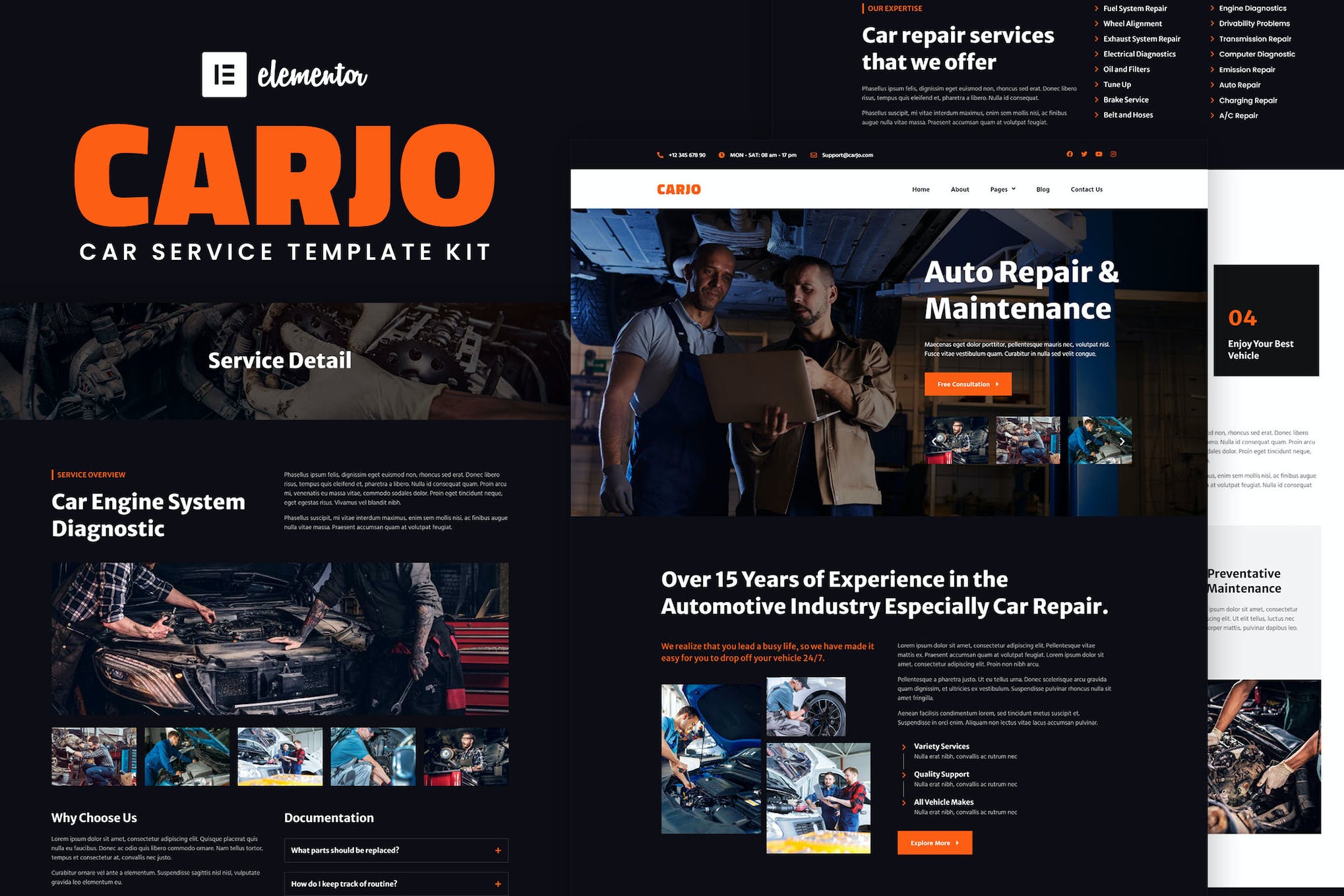 Carjo – Car Services & Repair Elementor Template Kit