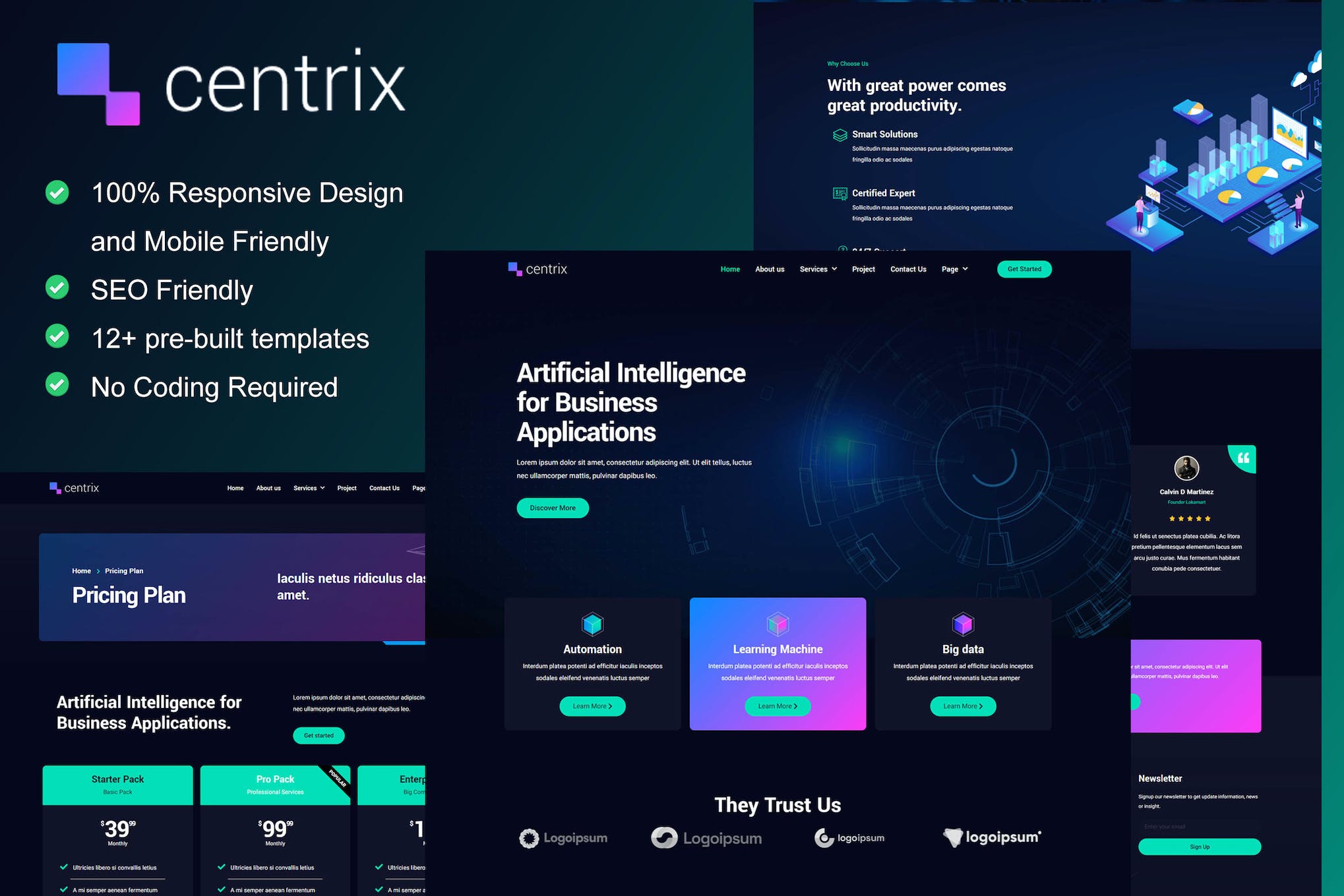 Centrix – Artificial Intelligence & Technology Services Elementor Template Kit