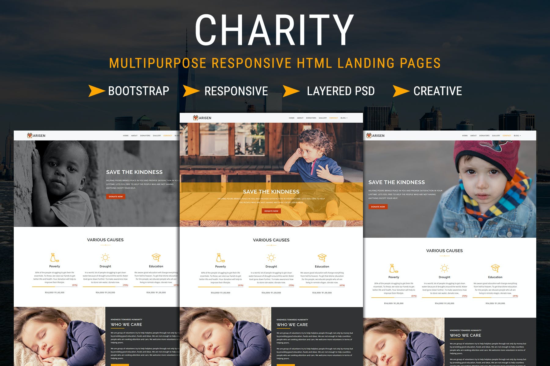 CHARITY – Responsive HTML Landing Pages