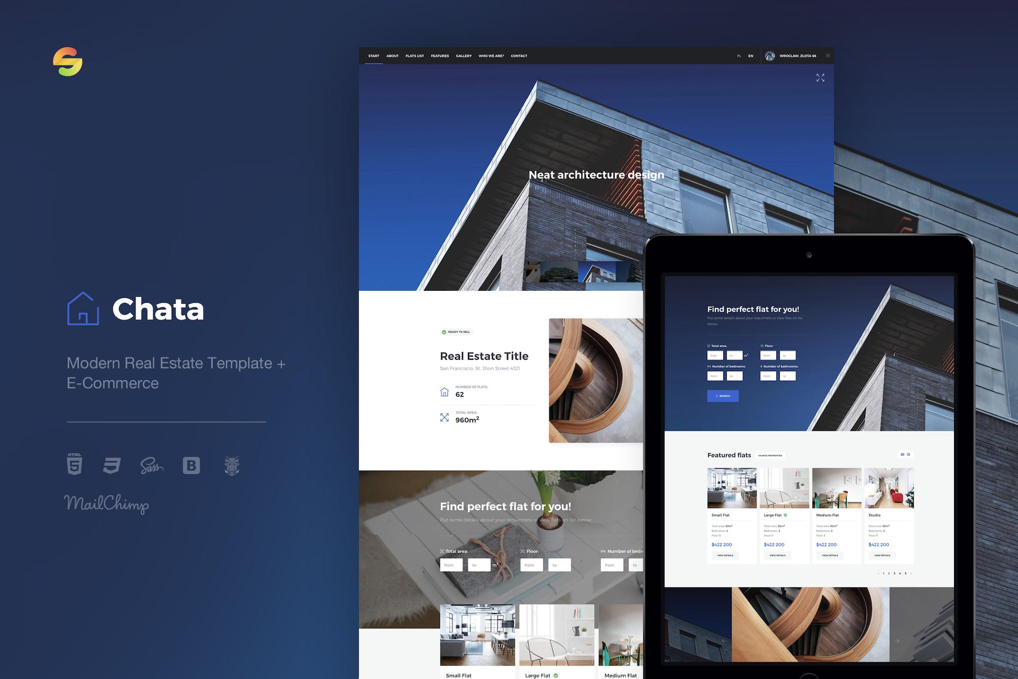 Chata – Modern Real Estate Template + E-Commerce