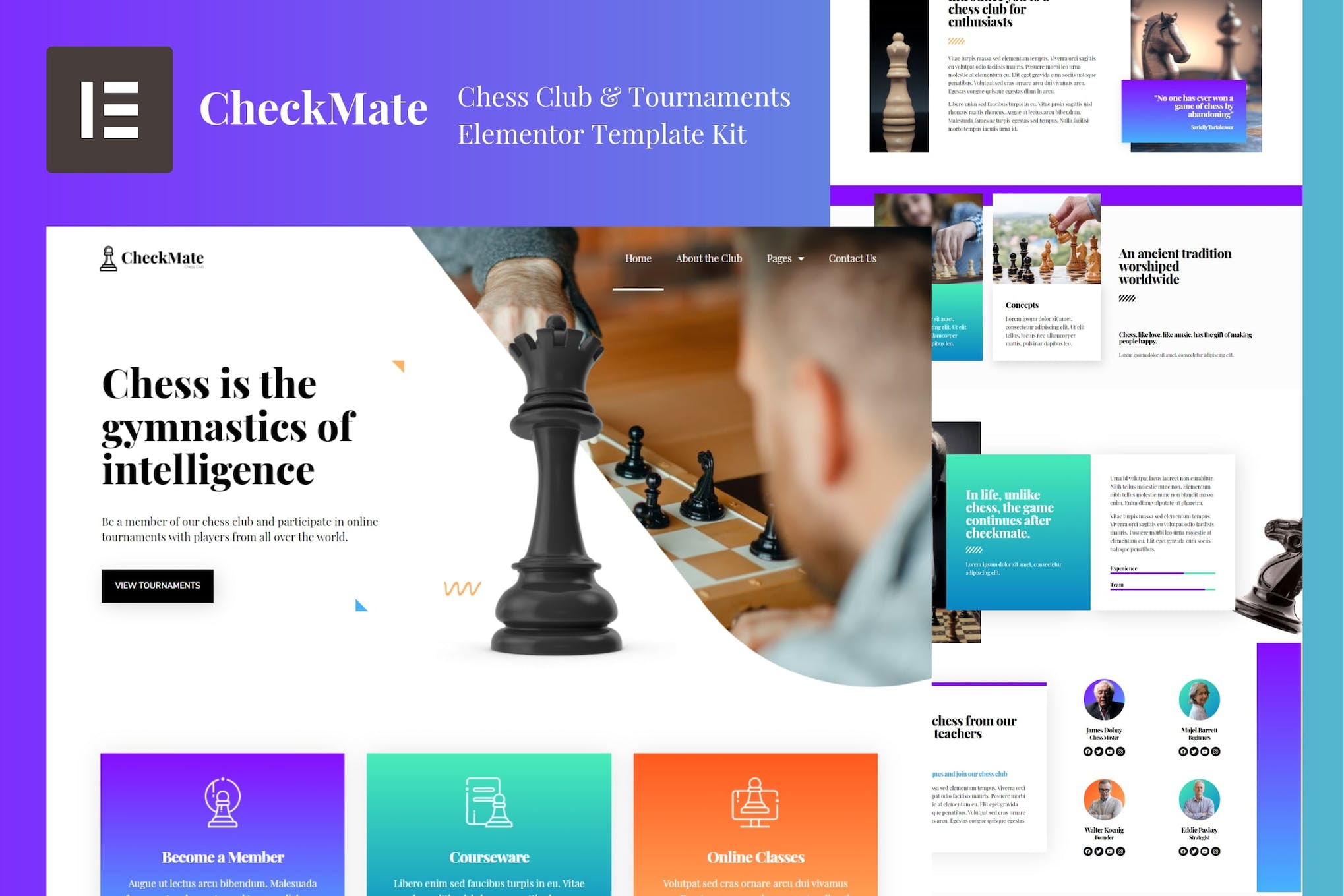 CheckMate – Chess Club & Tournaments Elementor Template Kit