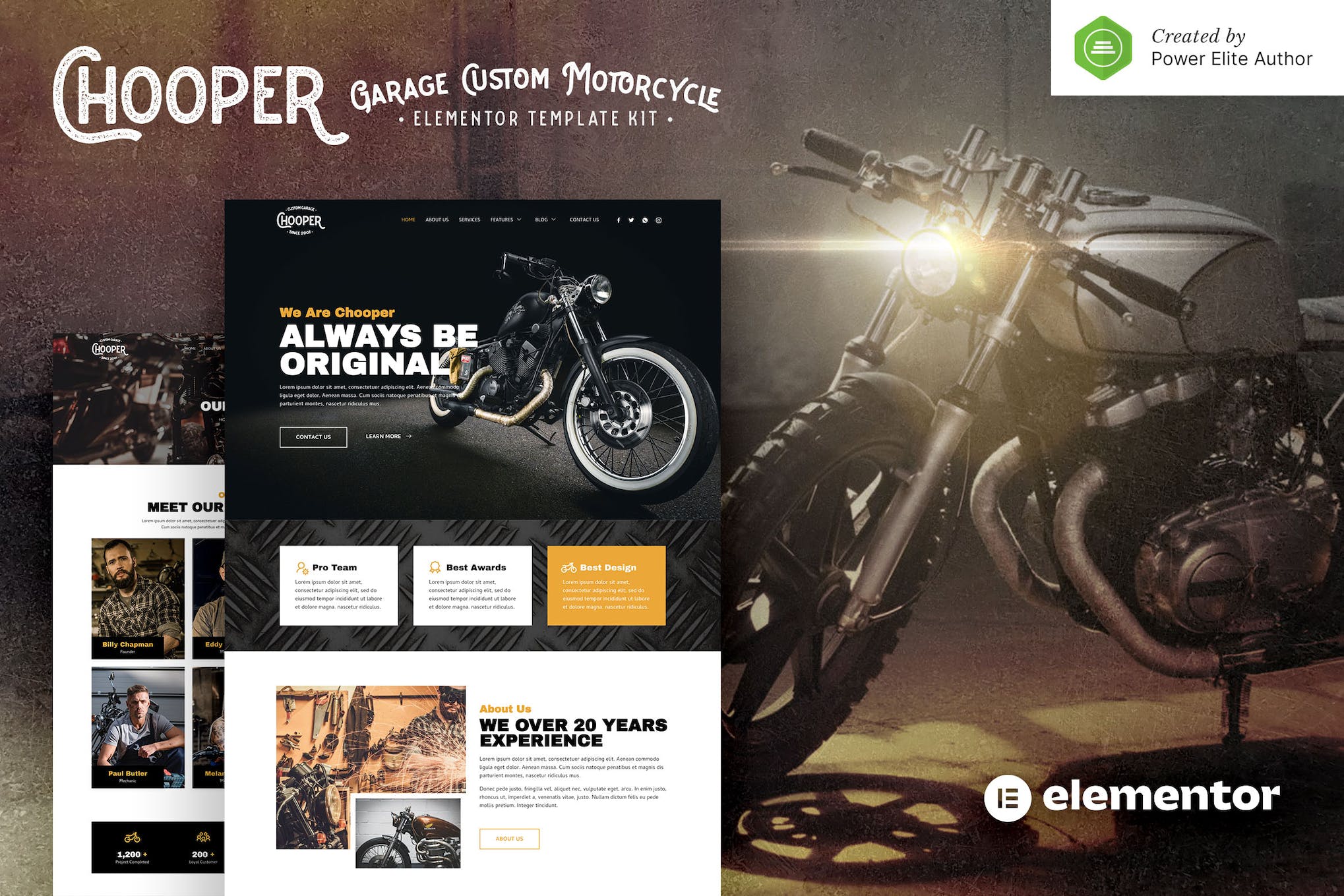 Chooper – Custom Motorcycle Garage Elementor Template Kit