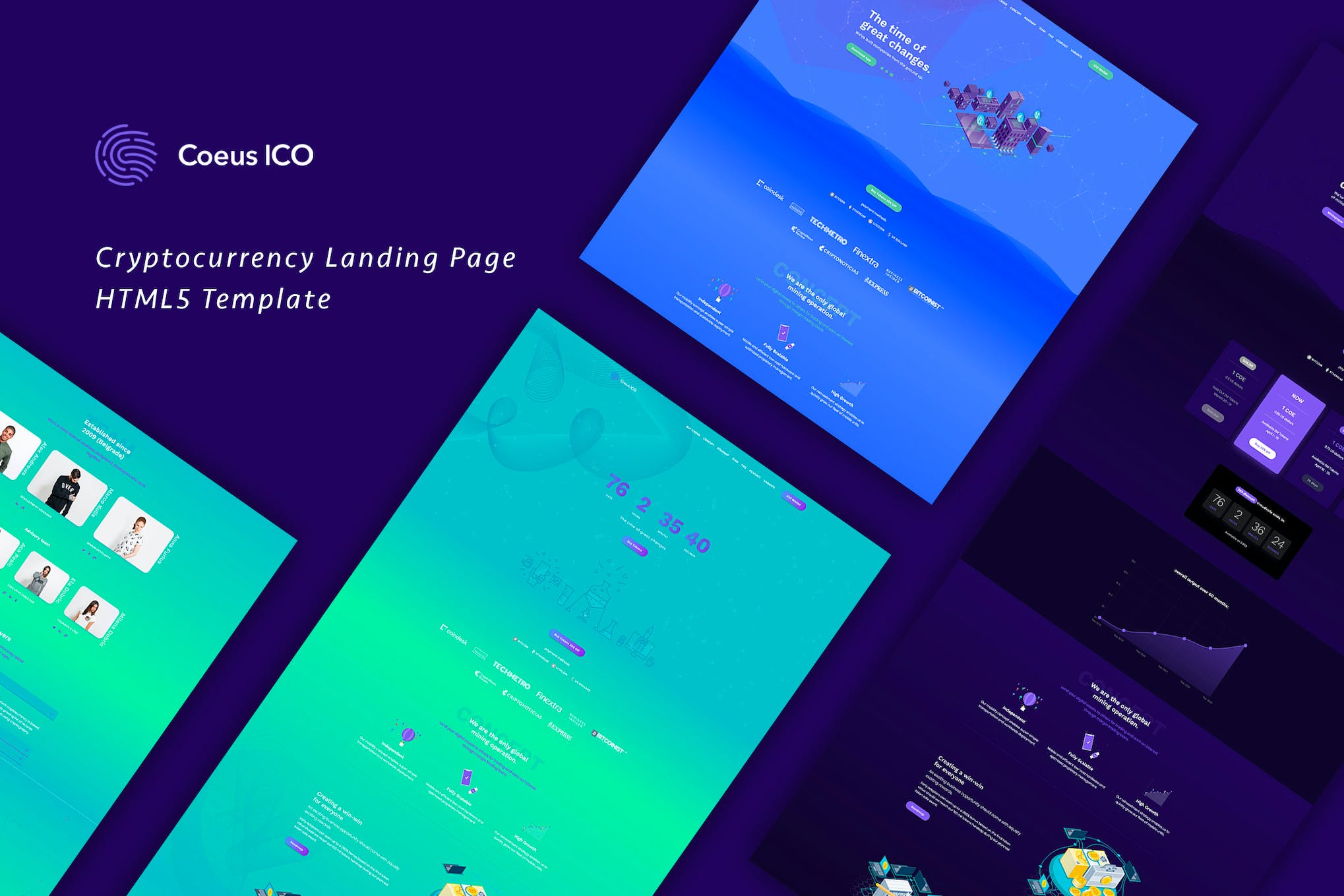 Coeus – Cryptocurrency Landing Page HTML Template