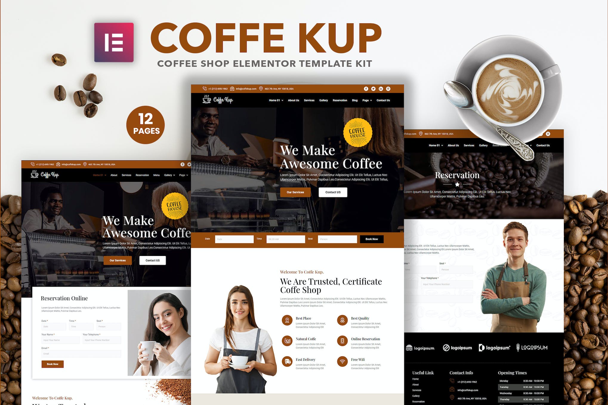 CoffeeKup – Cafe & Coffee Shop  Elementor Template Kit