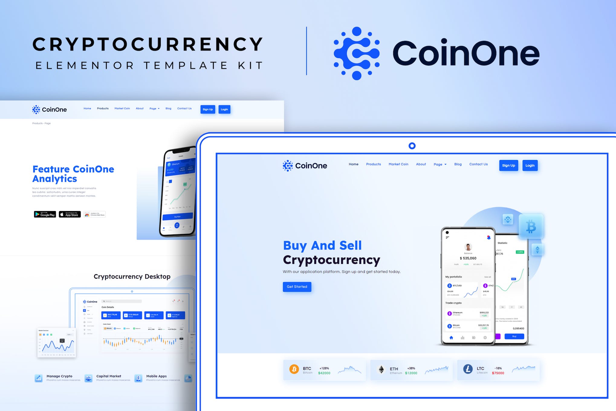 CoinOne – Cryptocurrency Elementor Template Kit