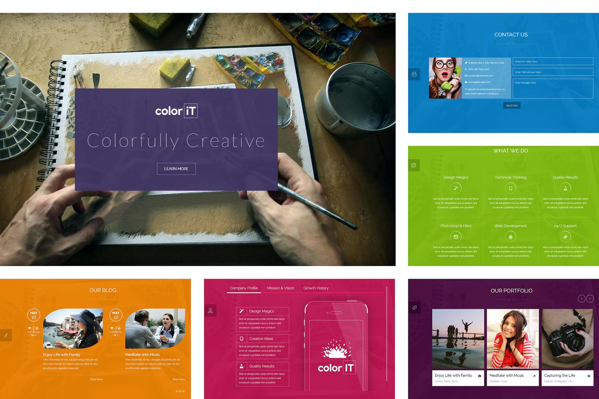 coloriT – Colorful Single Page HTML Template