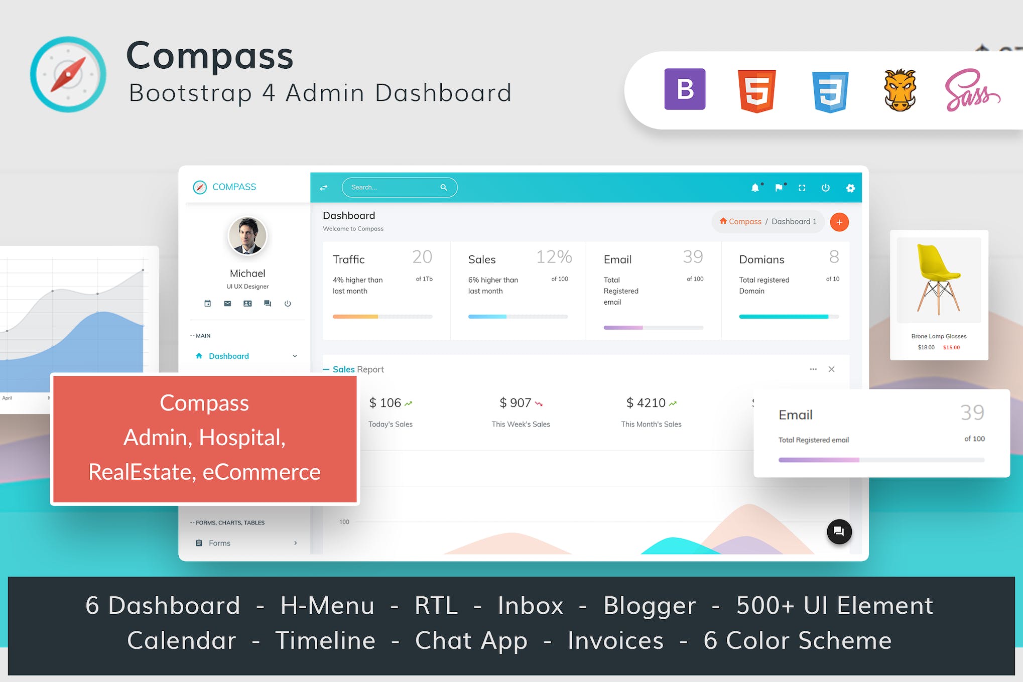 Compass Bootstrap 4 multipurpose Admin Template