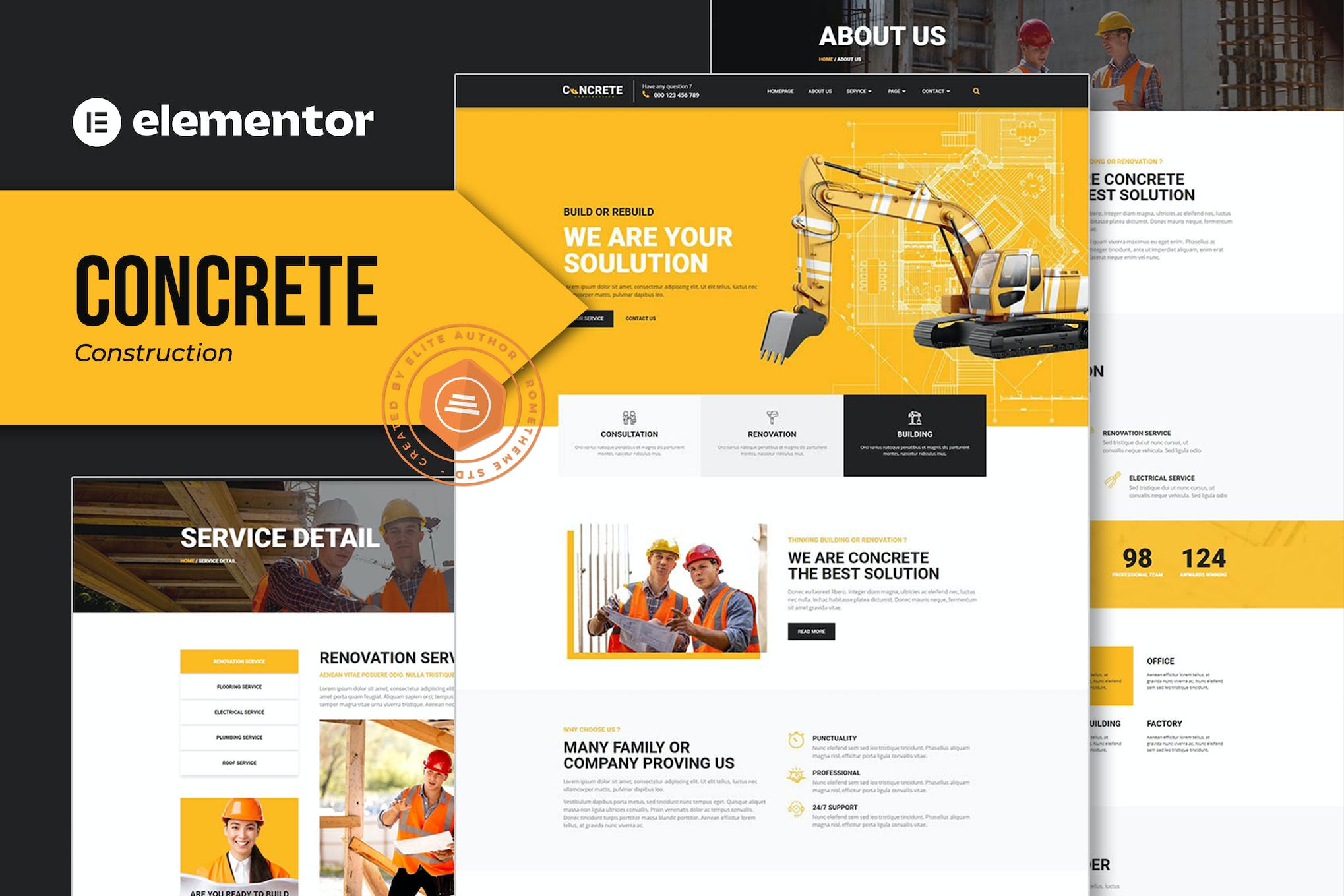 Concrete – Construction Elementor Template Kit