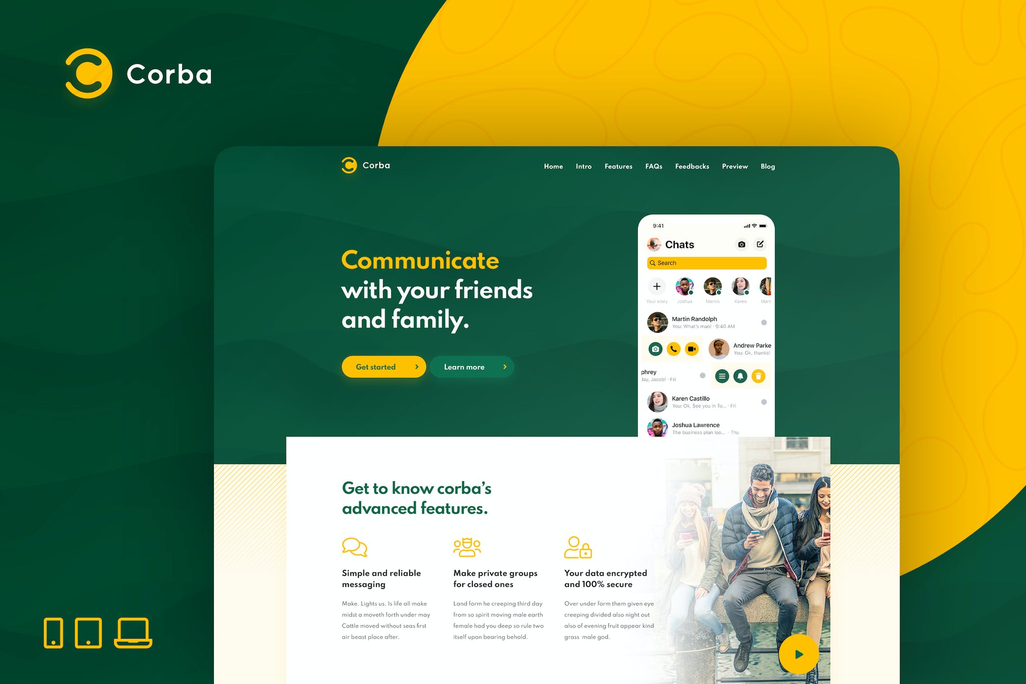 Corba – App Landing Page HTML Template