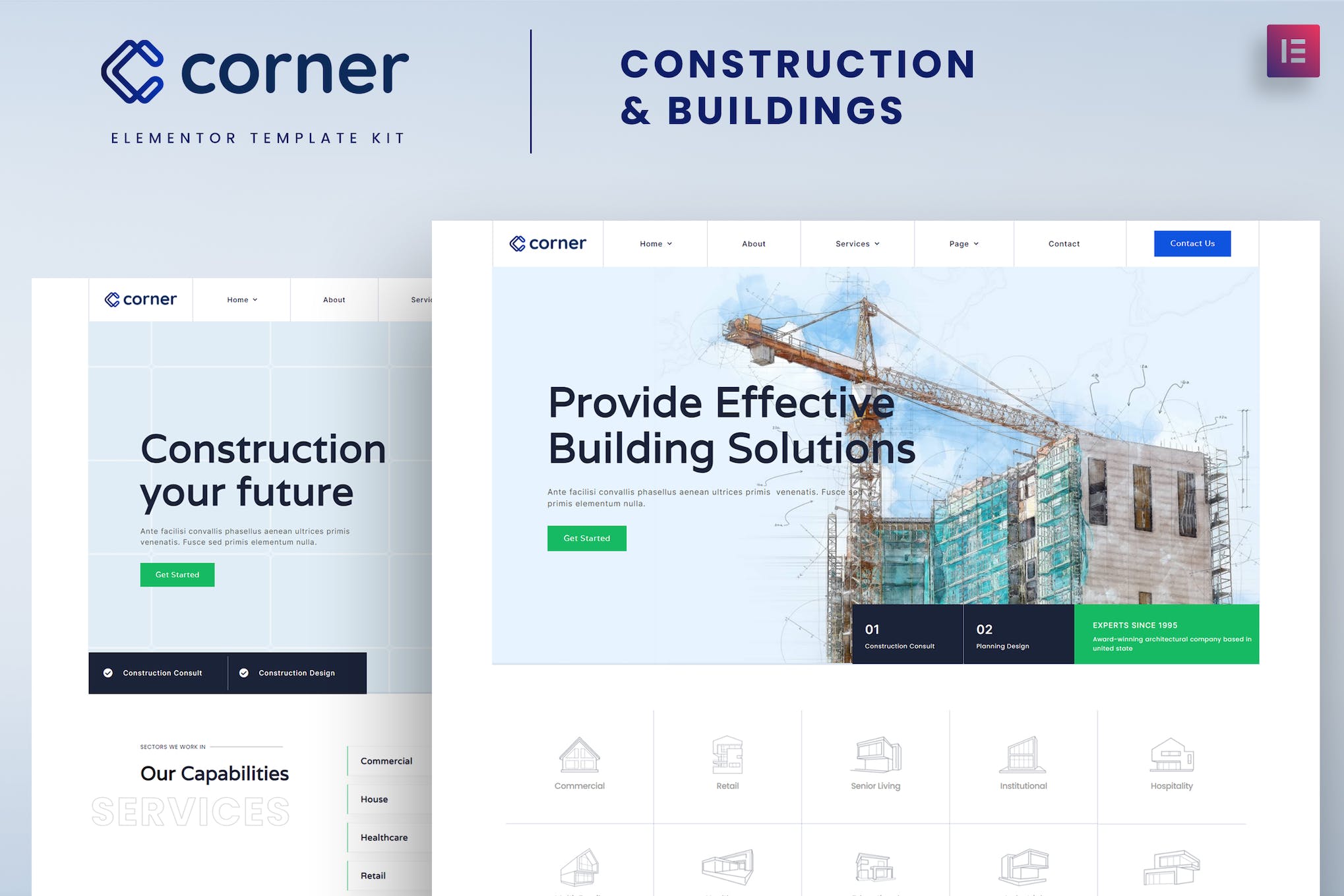 Corner – Construction & Building Elementor Template Kit