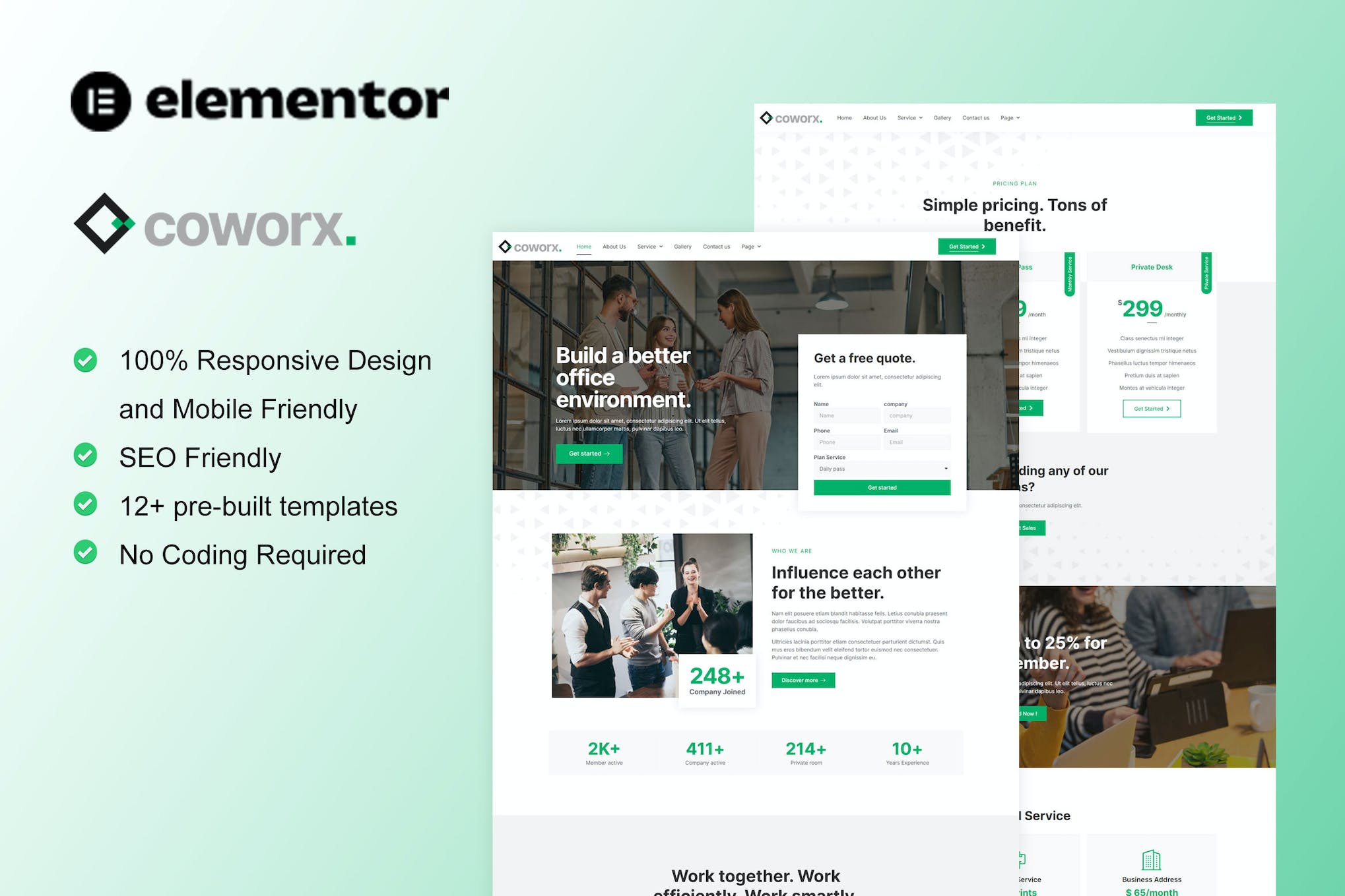 Coworx – Coworking Space & Virtual Office Elementor Template Kit