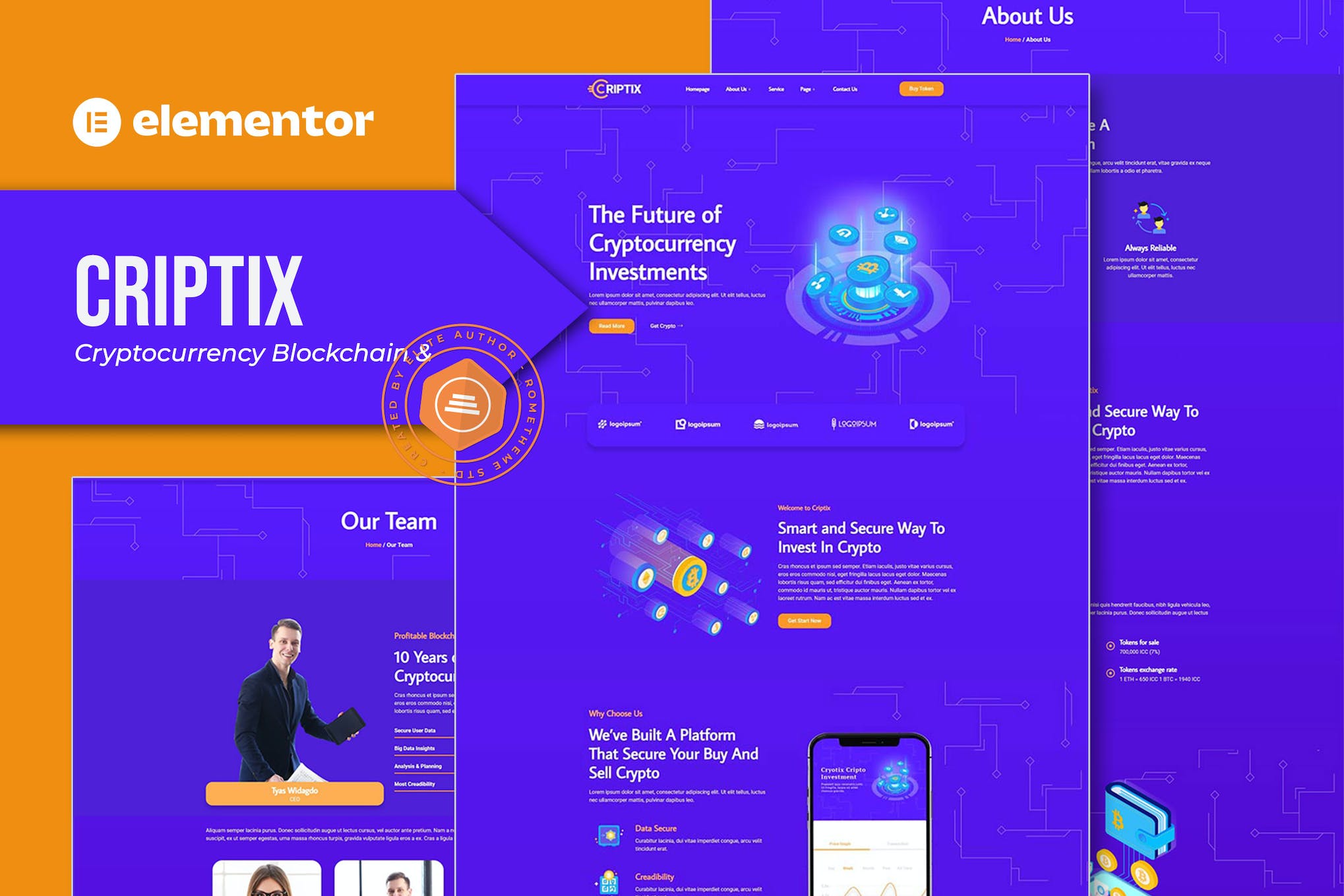 Criptix – Cryptocurrency Blockchain & Bitcoin Elementor Template Kit