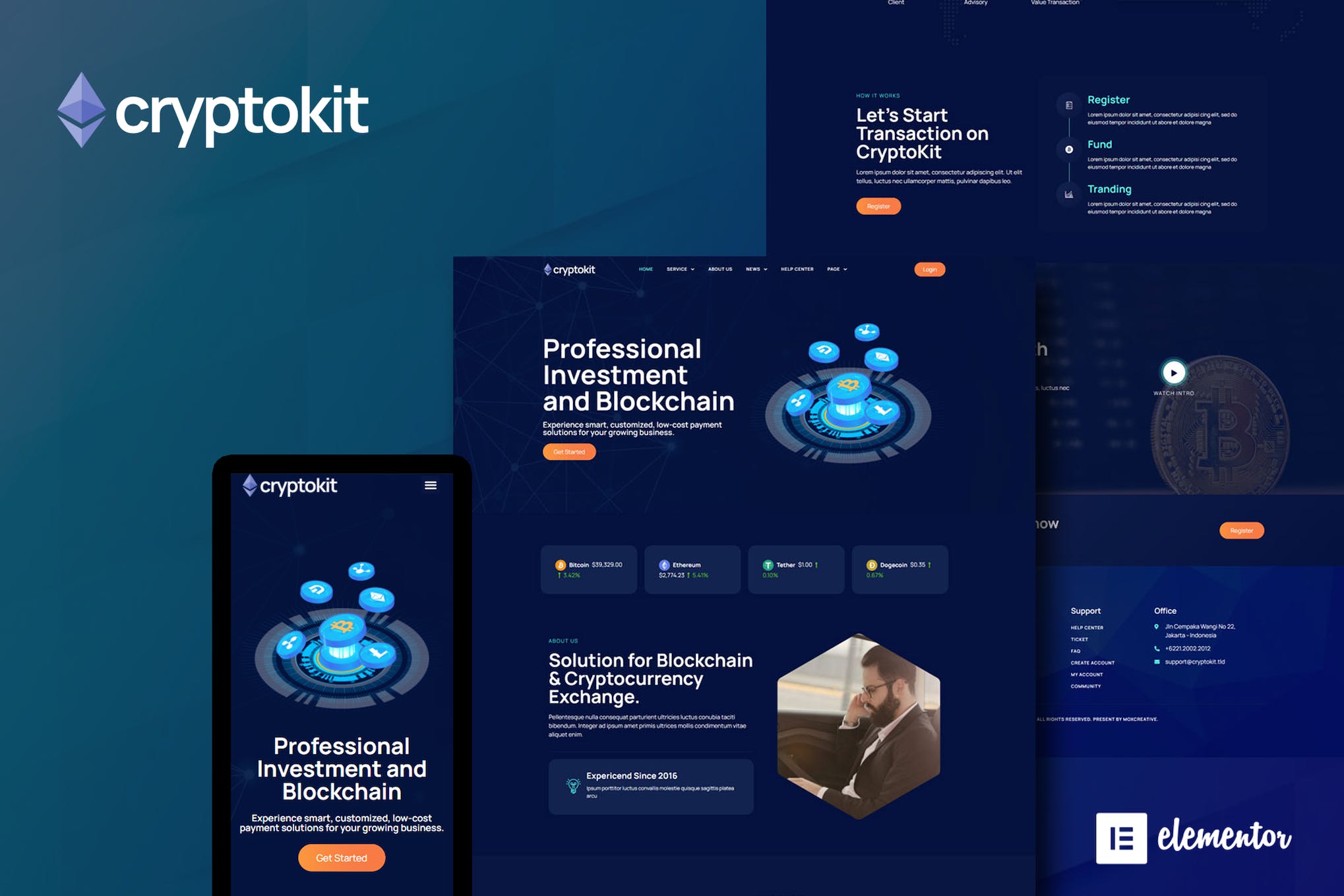 Cryptokit – Blockchain Cryptocurrency Elementor Template Kit