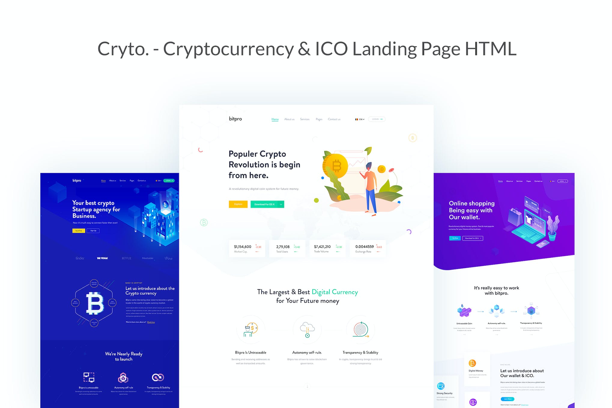 Cryto – Bitcoin & Cryptocurrency Landing Page HTML